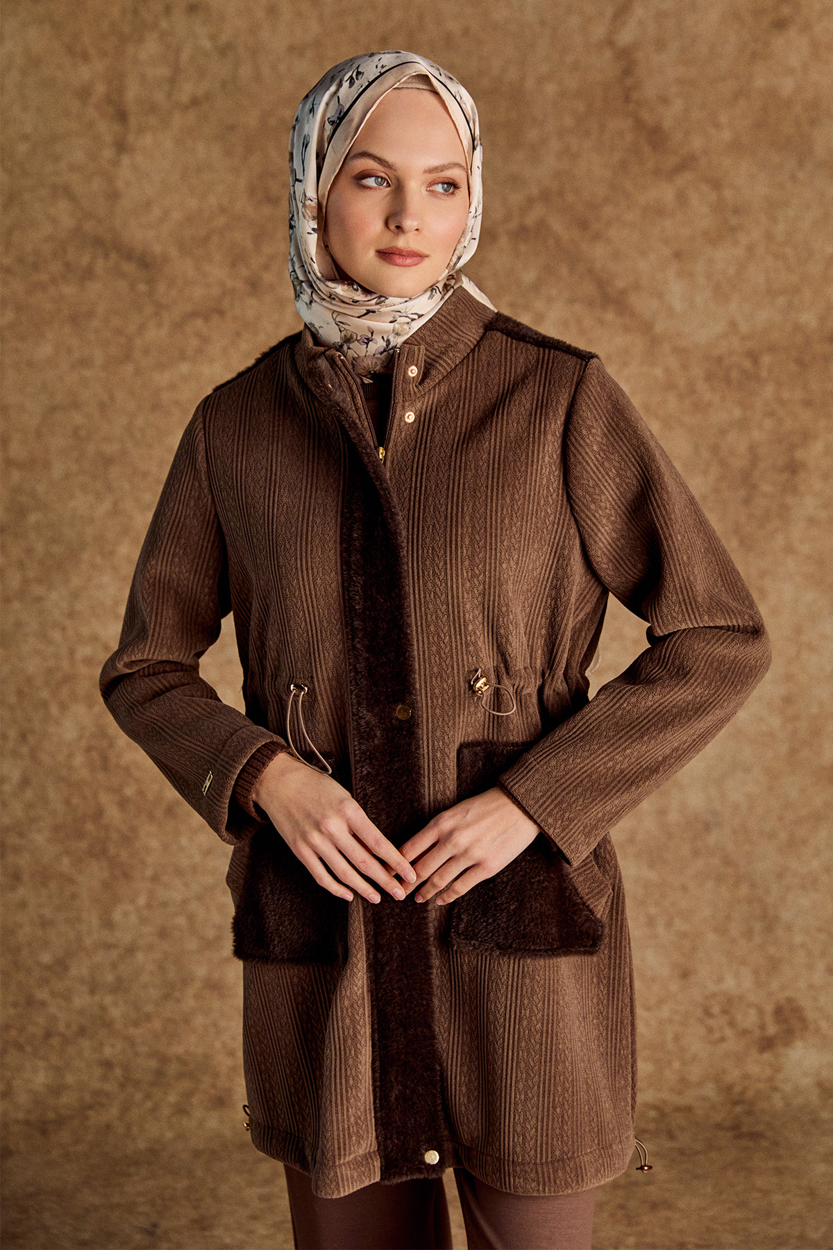 Suni Kürk Kombinli Stoperli Şardonlu Kap