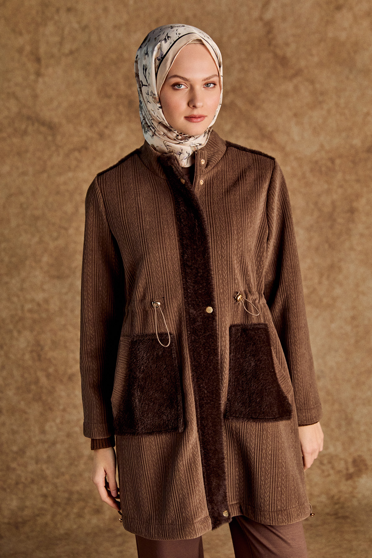 Suni Kürk Kombinli Stoperli Şardonlu Kap