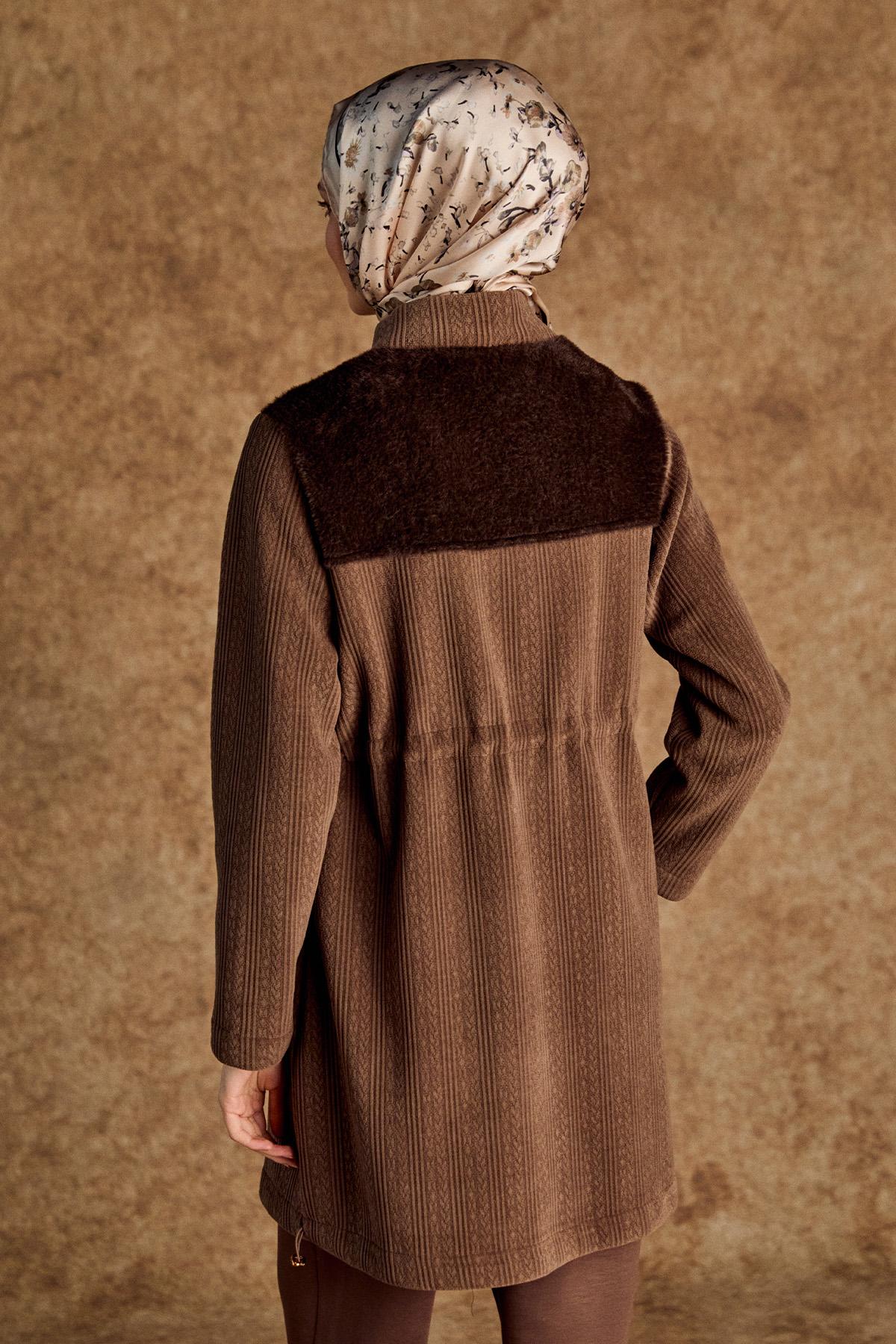 Suni Kürk Kombinli Stoperli Şardonlu Kap