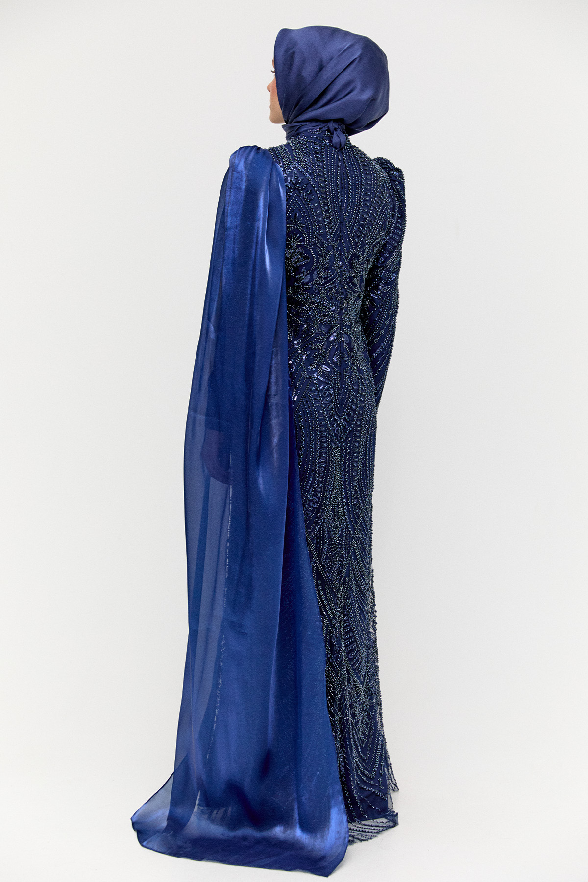 Şifon Detaylı Taş İşlemeli Abiye, Tesettür Giyim