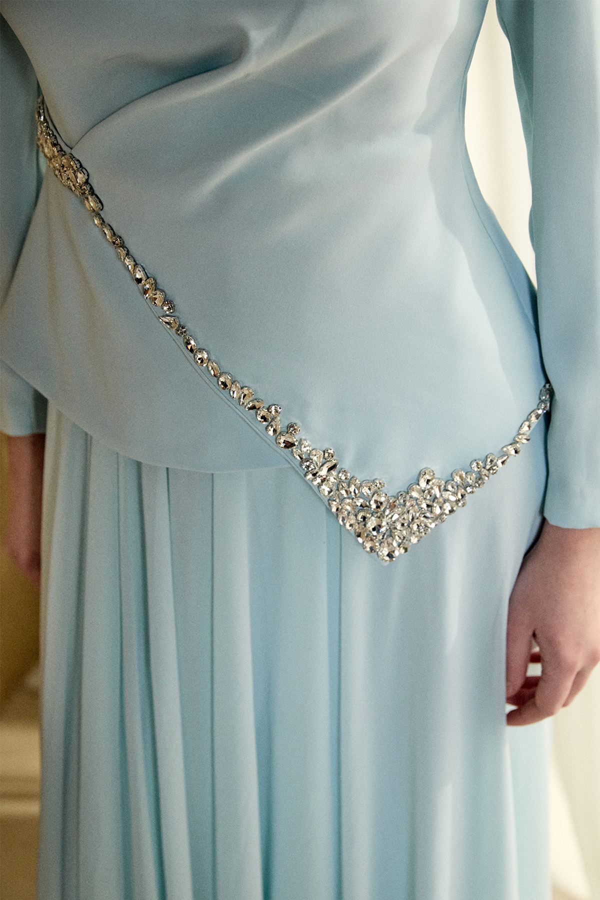 Taşlı Şifon Kombinli Abiye Elbise, Tesettür Giyim