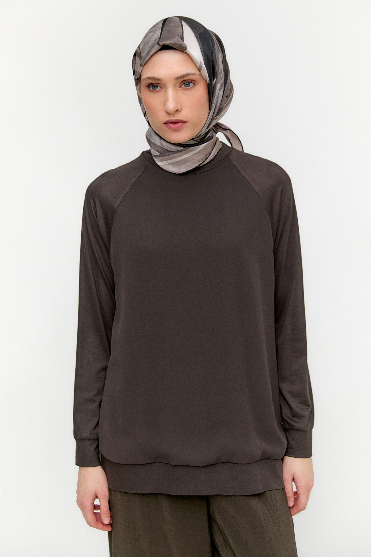 Şifon Detaylı Penye Bluz, Tesettür Giyim