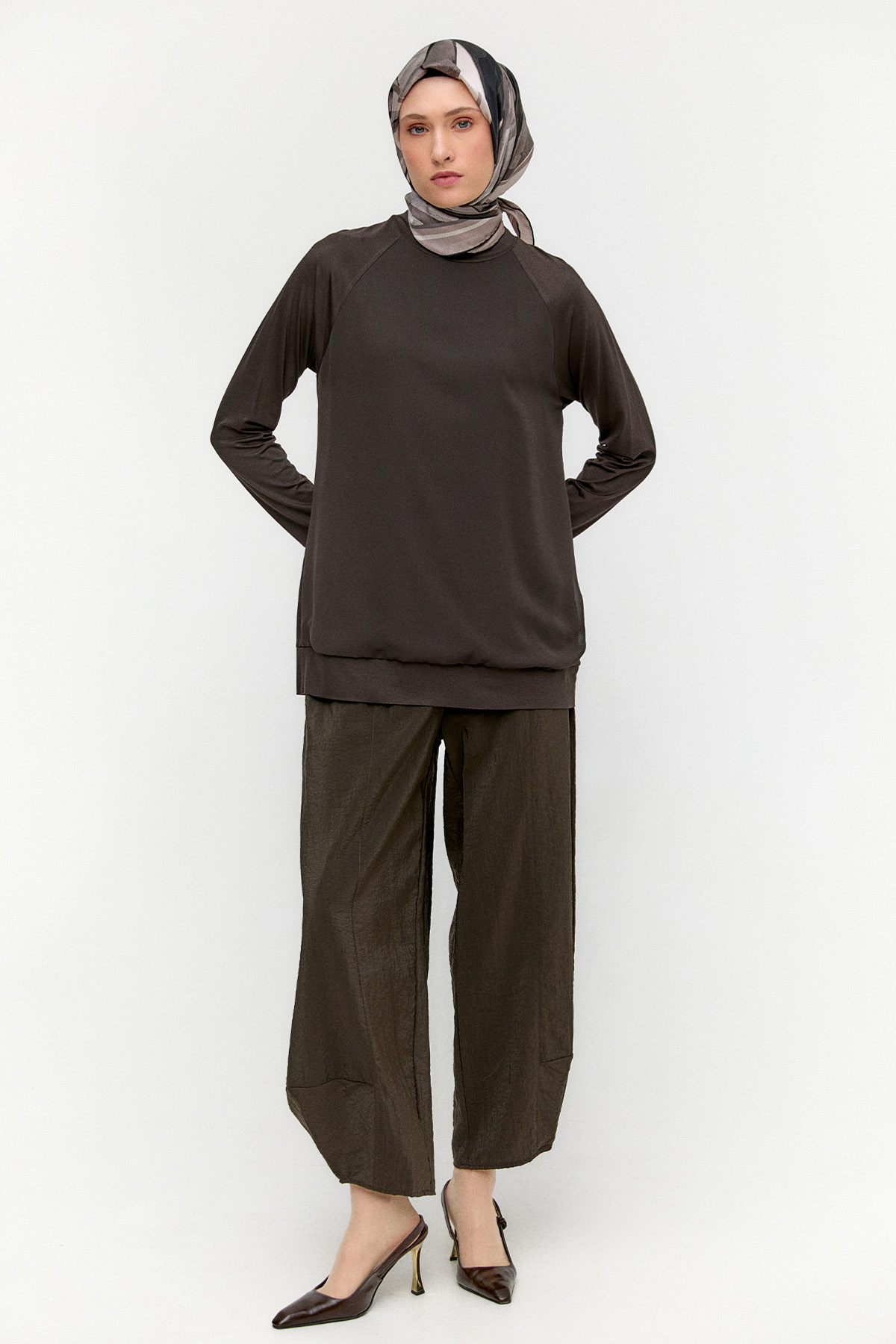 Şifon Detaylı Penye Bluz, Tesettür Giyim