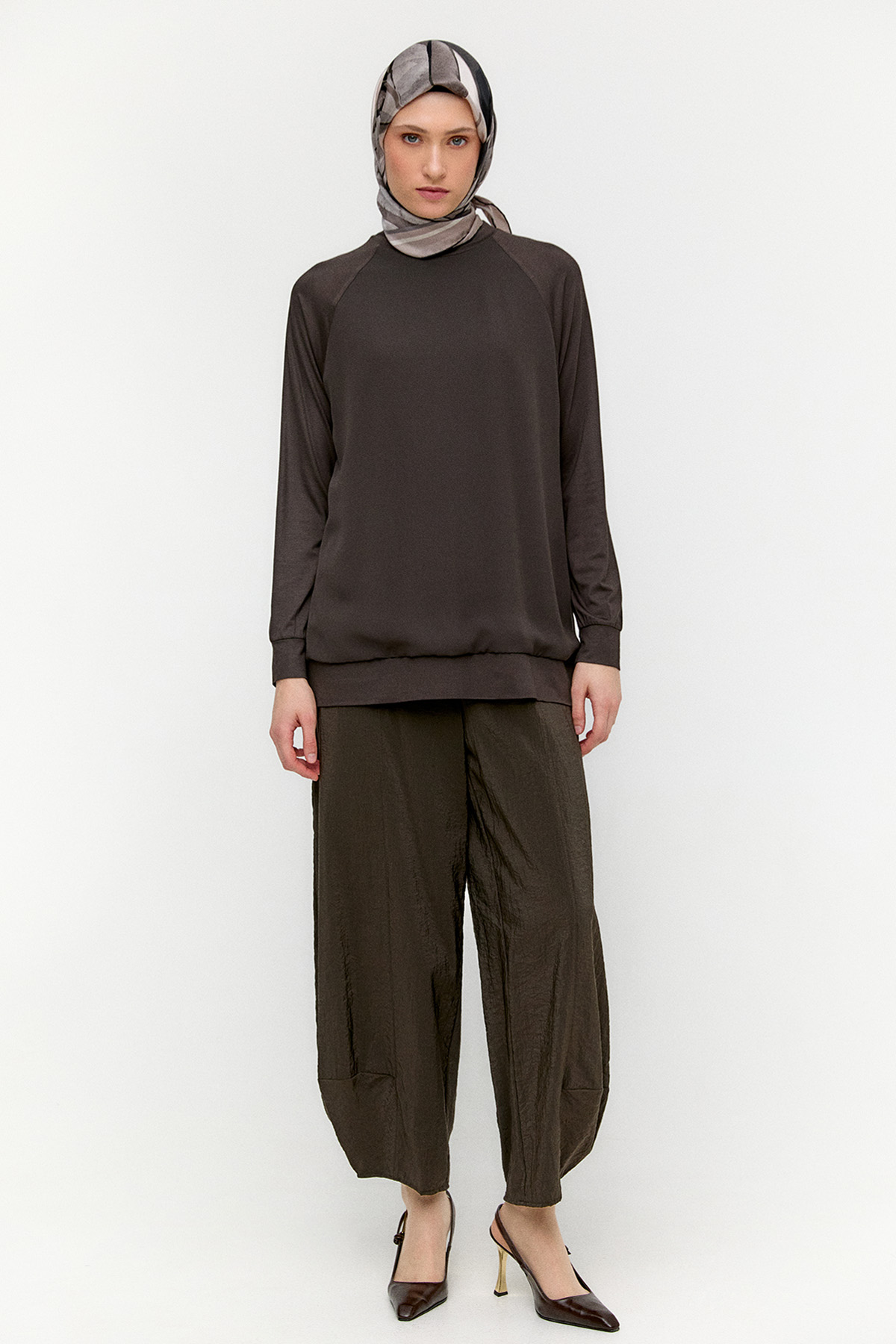 Şifon Detaylı Penye Bluz, Tesettür Giyim