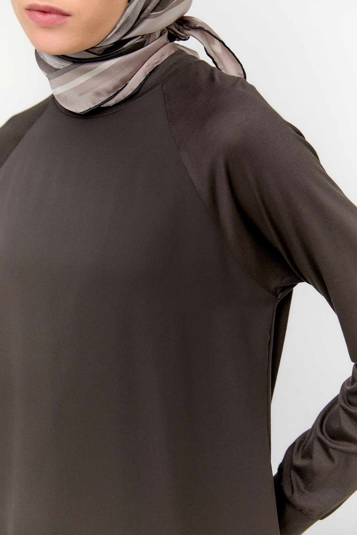 Şifon Detaylı Penye Bluz, Tesettür Giyim