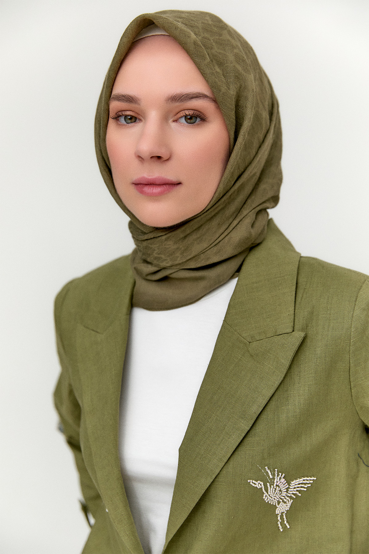Taş İşlemeli Keten Ceket, Tesettür Giyim