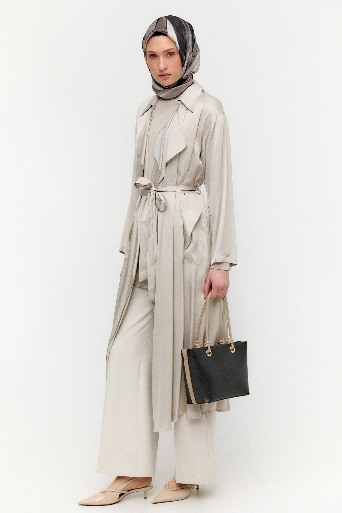 Dokulu Suni Deri Fermuarlı Çanta, Tesettür Giyim