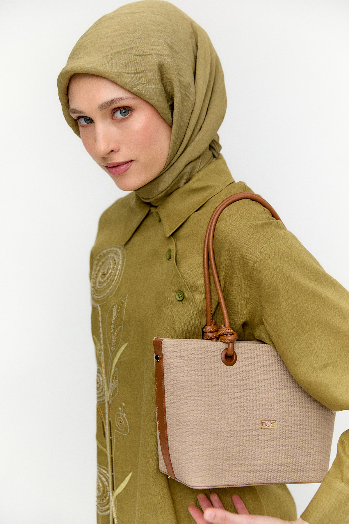 Dokulu Suni Deri Fermuarlı Çanta, Tesettür Giyim