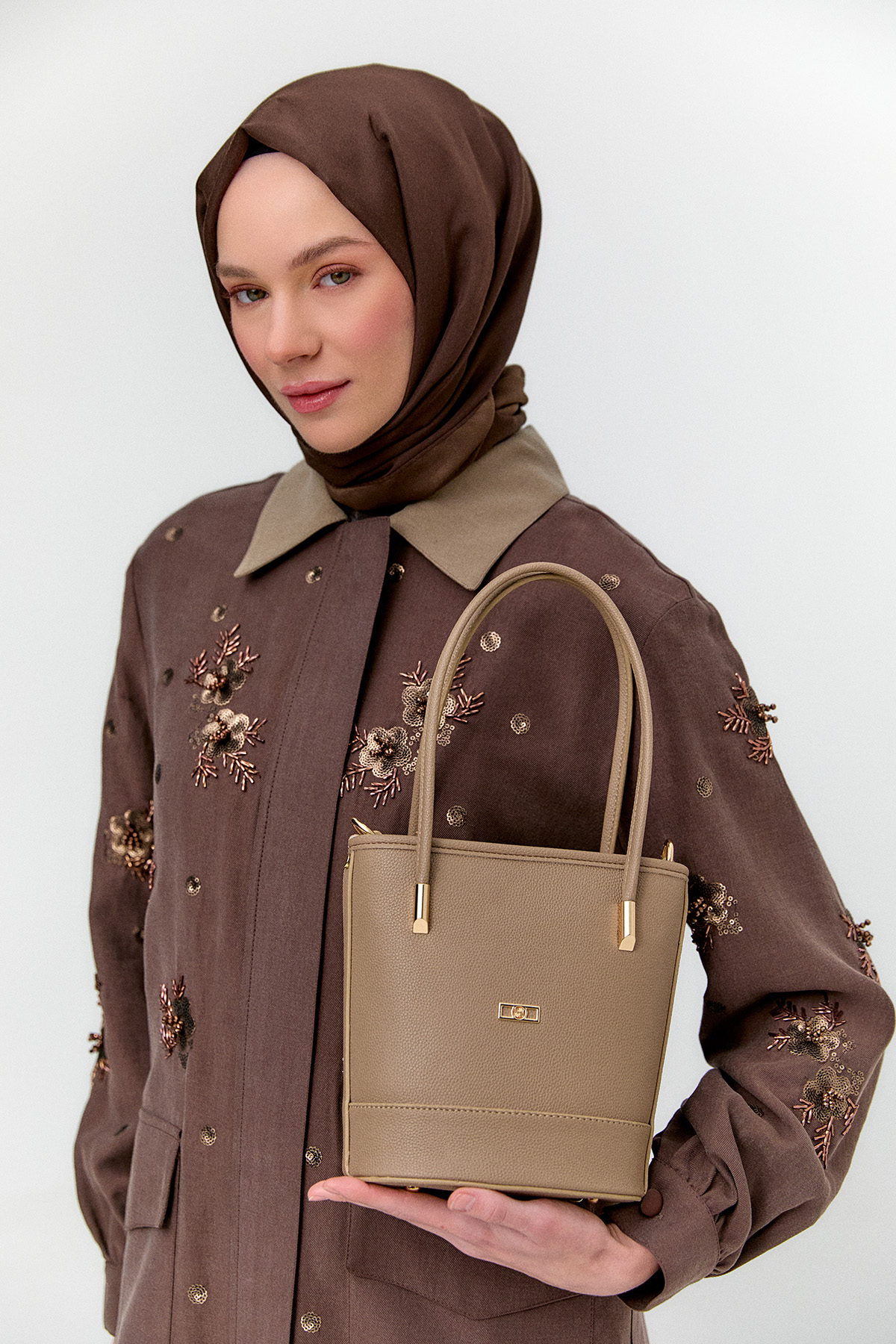 Deri Askılı Kova Çanta, Tesettür Giyim