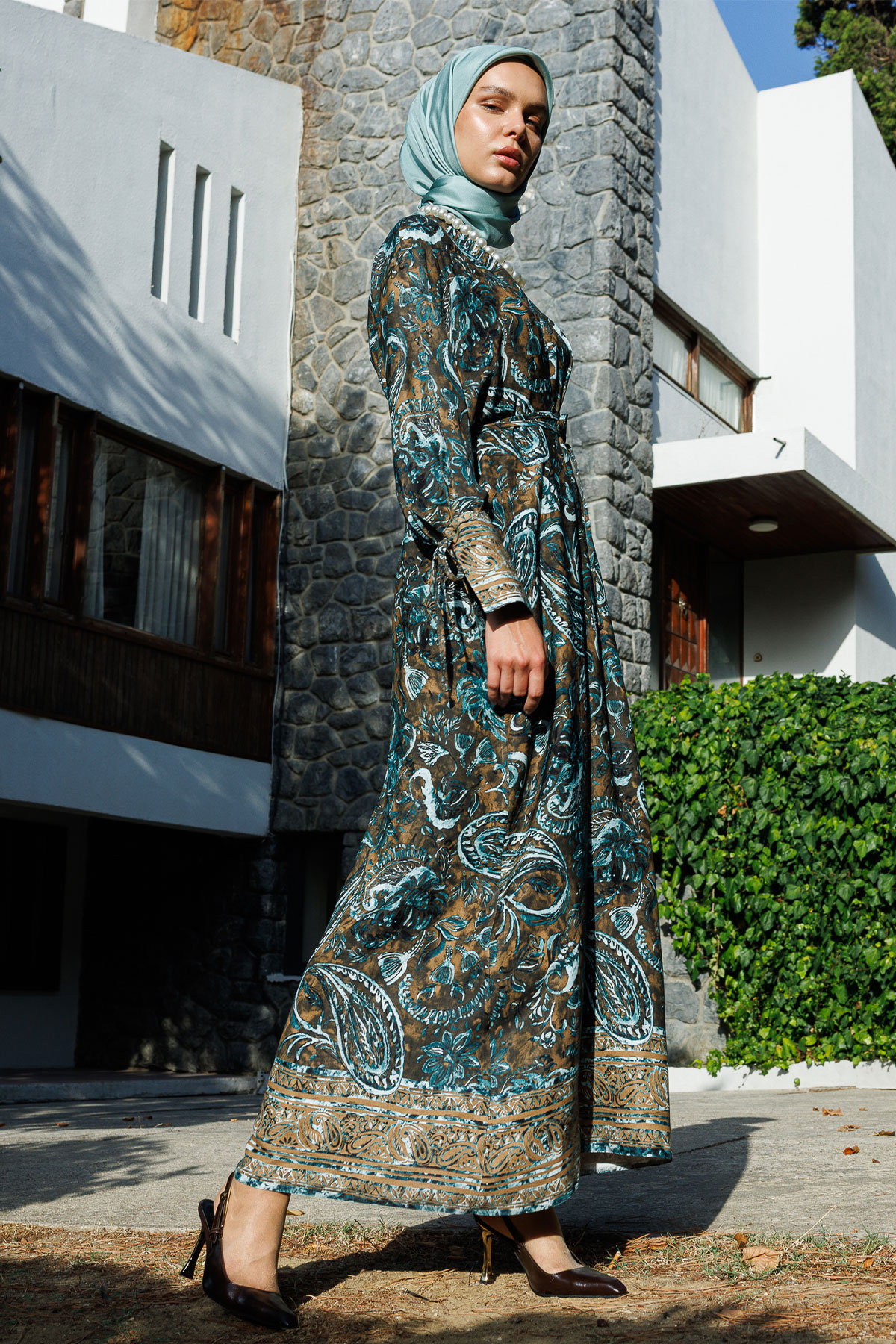 Etnik Desenli Elbise, Tesettür Giyim