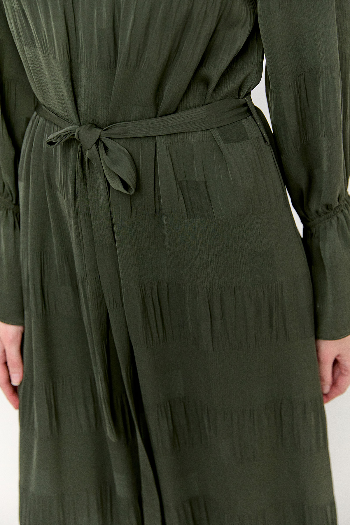 Kare Desenli Kuşaklı Elbise, Tesettür Giyim