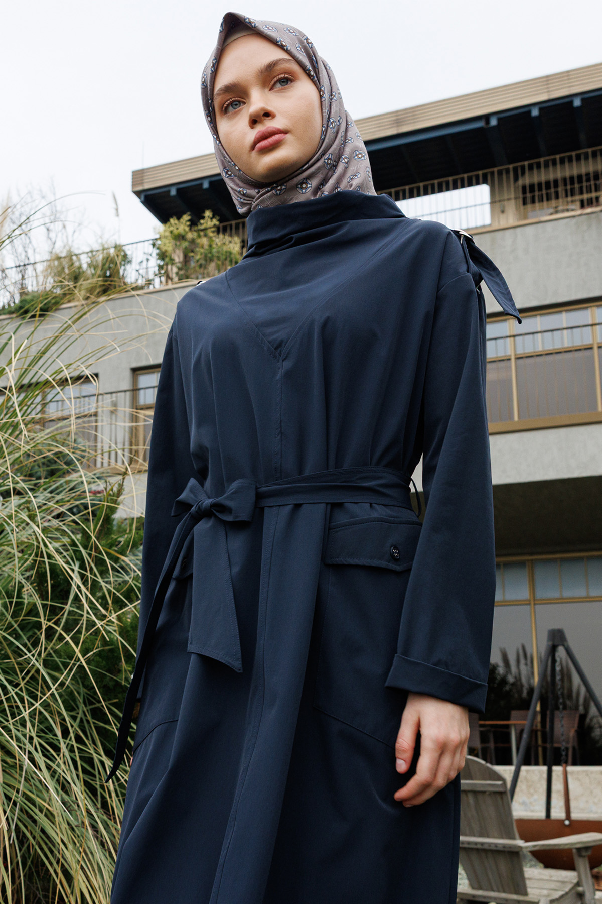 Degaje Yakalı Paraşüt Spor Elbise, Tesettür Giyim