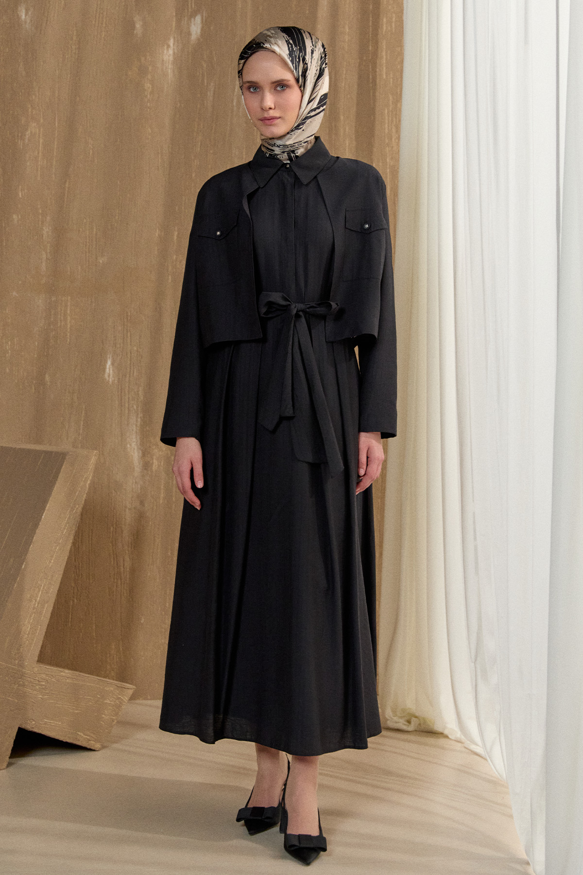 Kuşaklı Ceketli Elbise, Tesettür Giyim