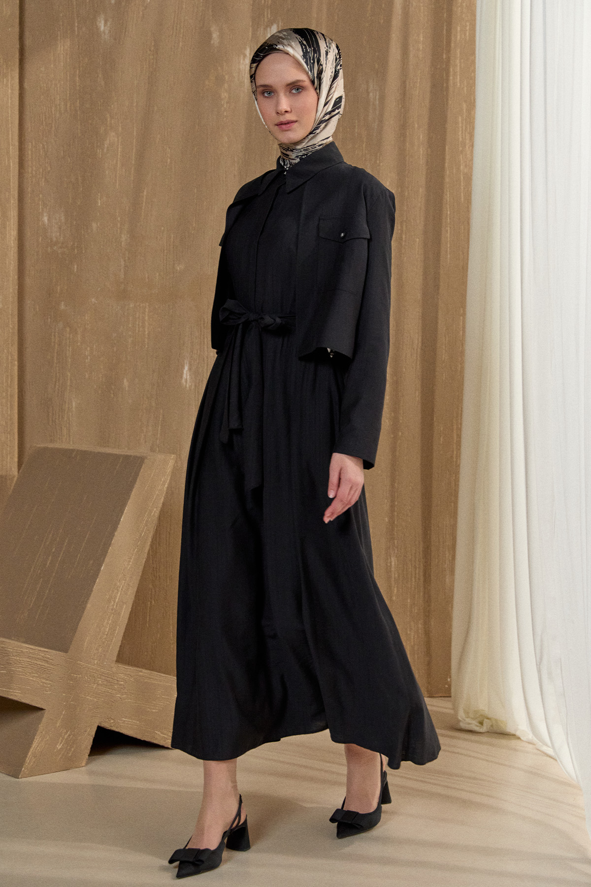 Kuşaklı Ceketli Elbise, Tesettür Giyim