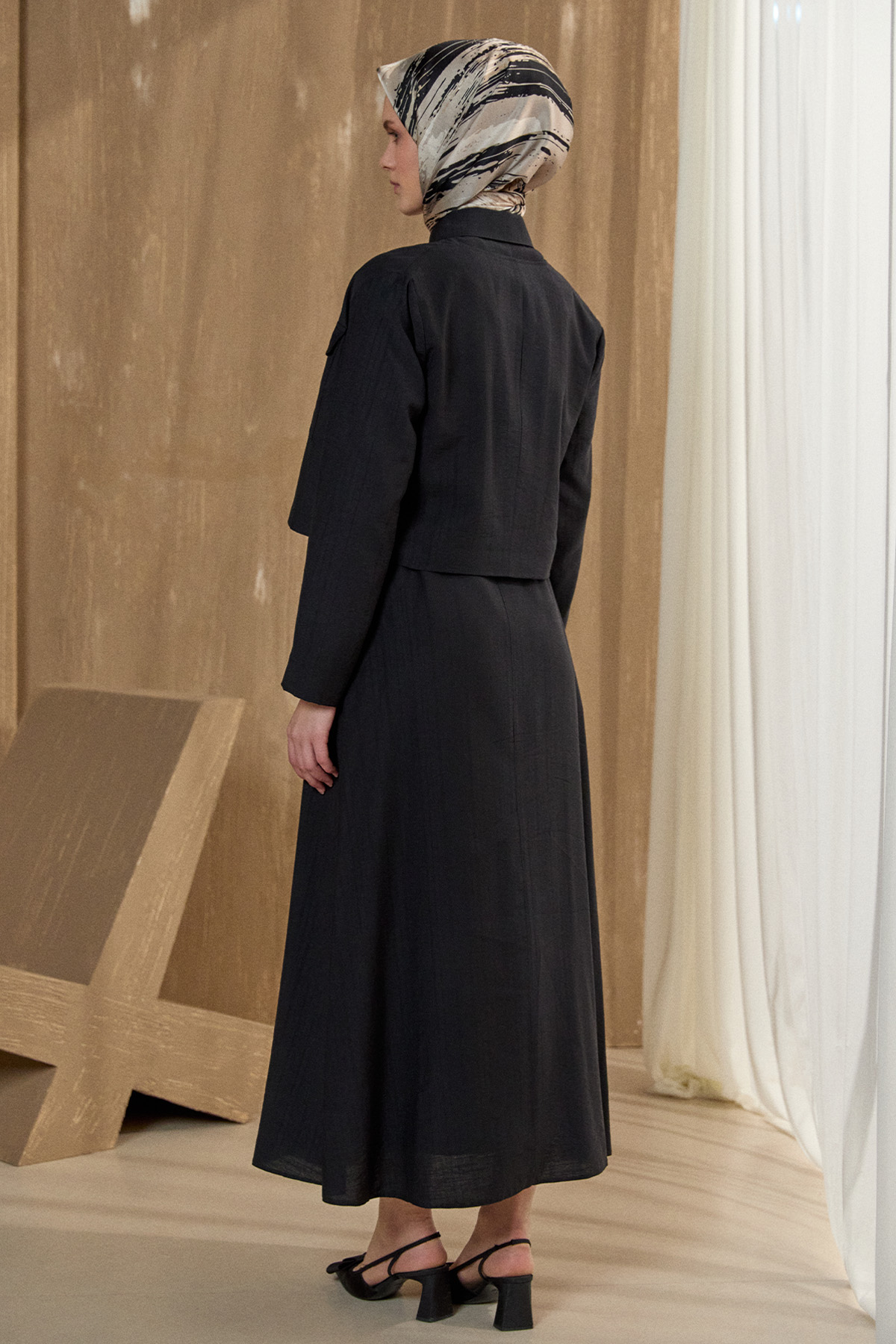 Kuşaklı Ceketli Elbise, Tesettür Giyim