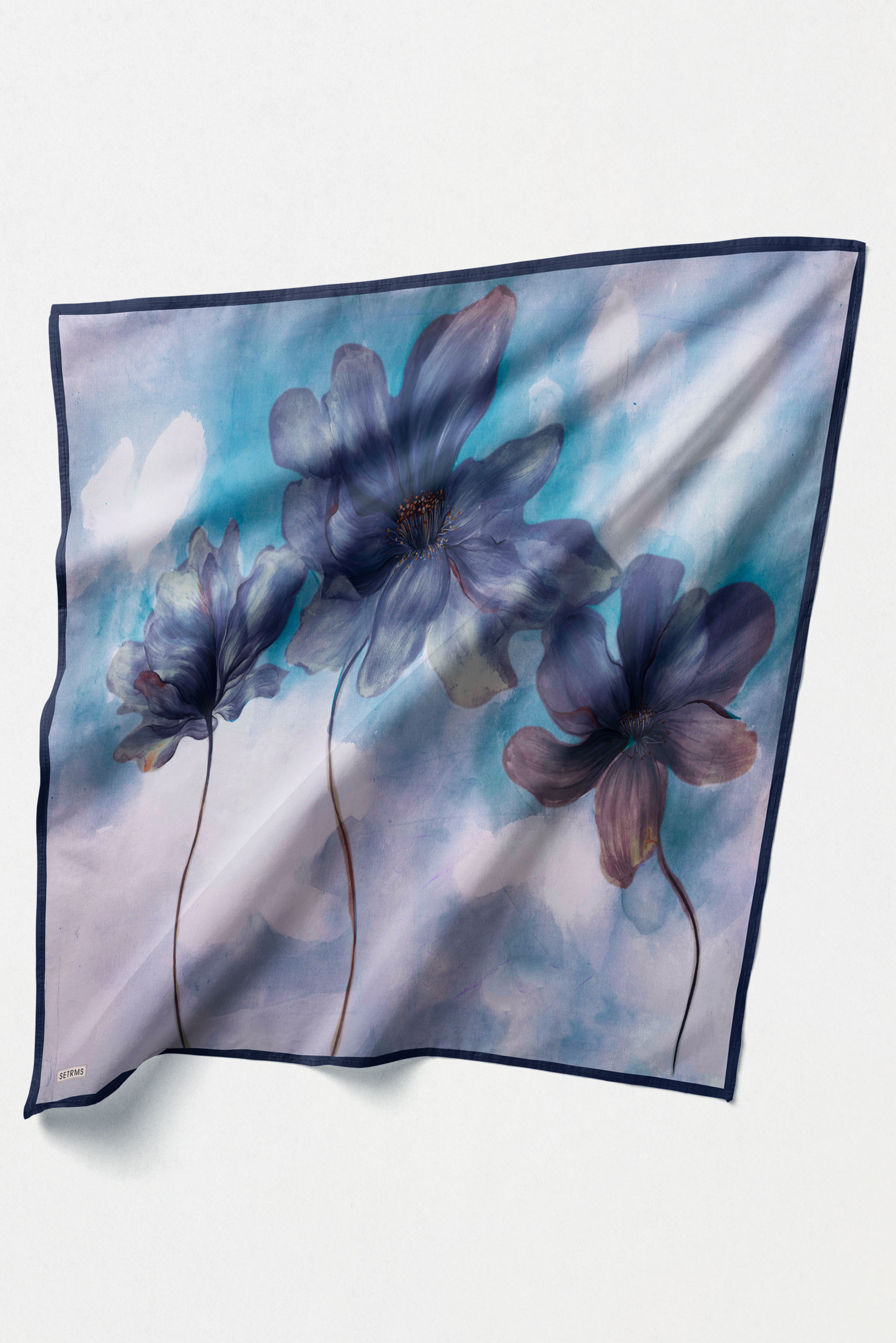 Çiçek Desenli Sura İpek Eşarp, Tesettür Giyim