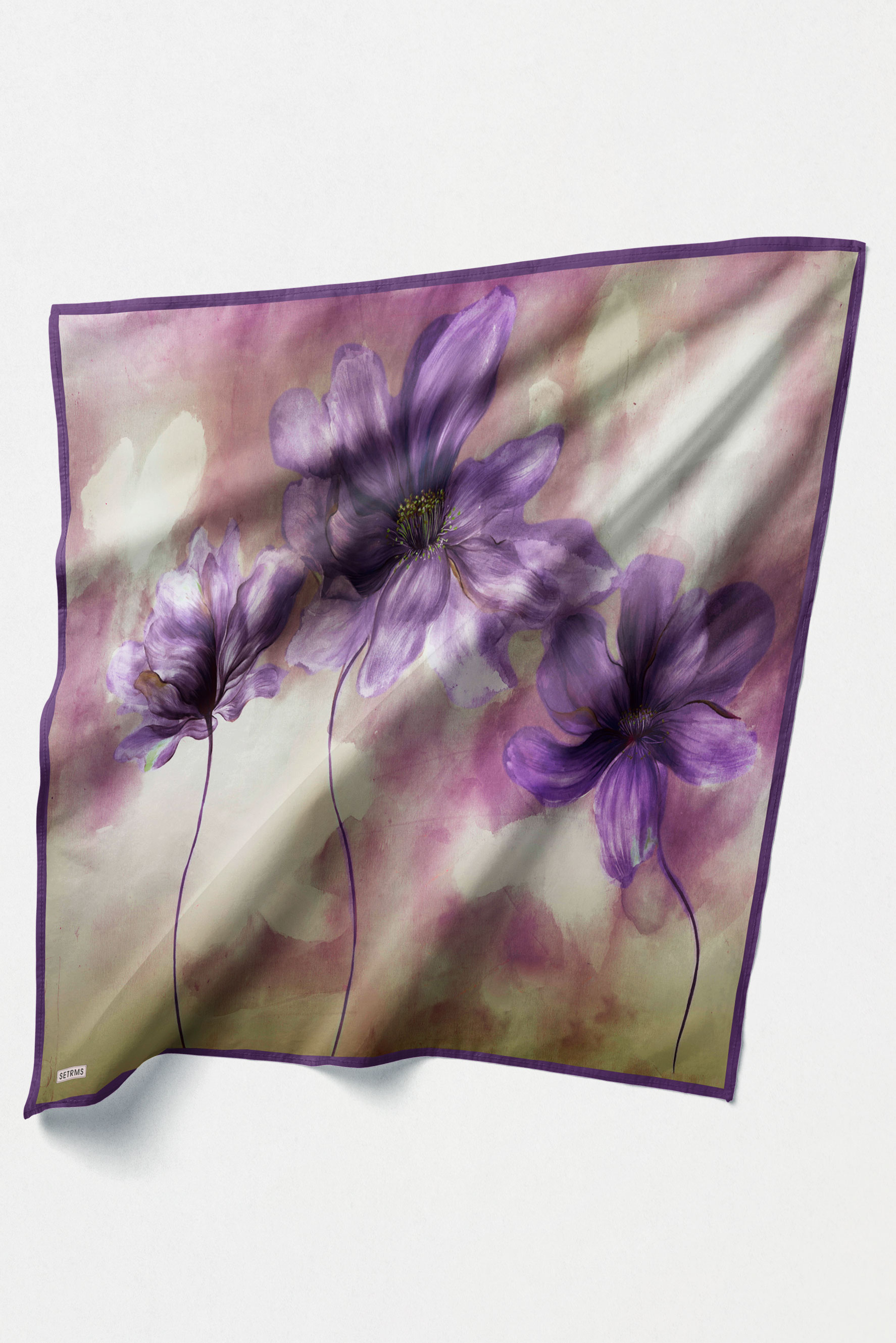 Çiçek Desenli Sura İpek Eşarp, Tesettür Giyim