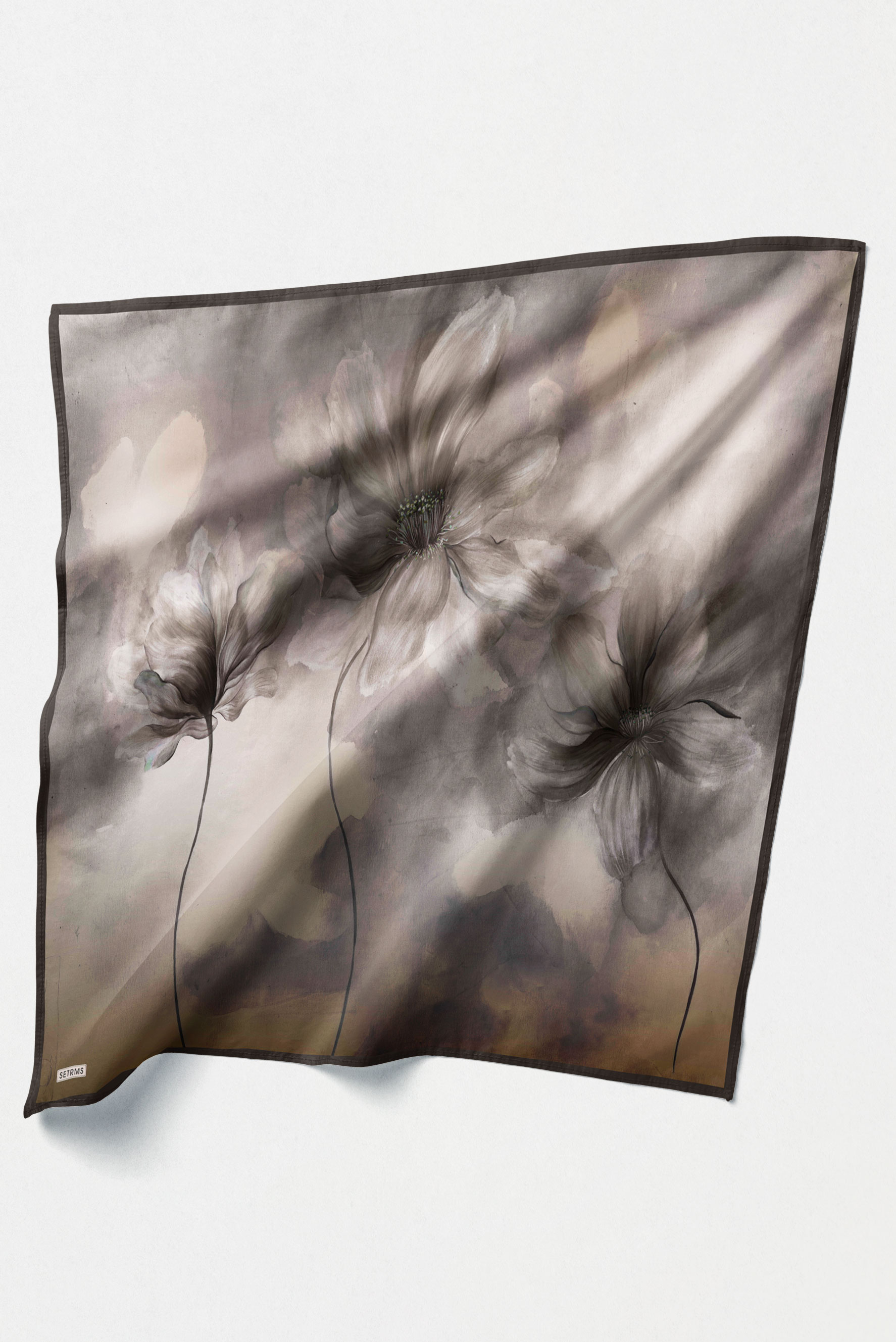 Çiçek Desenli Sura İpek Eşarp, Tesettür Giyim