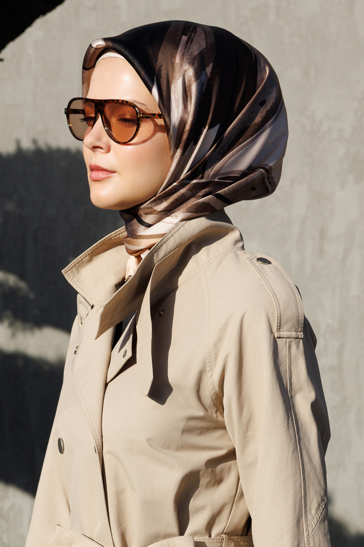 Yaprak Desenli Sura İpek Eşarp, Tesettür Giyim