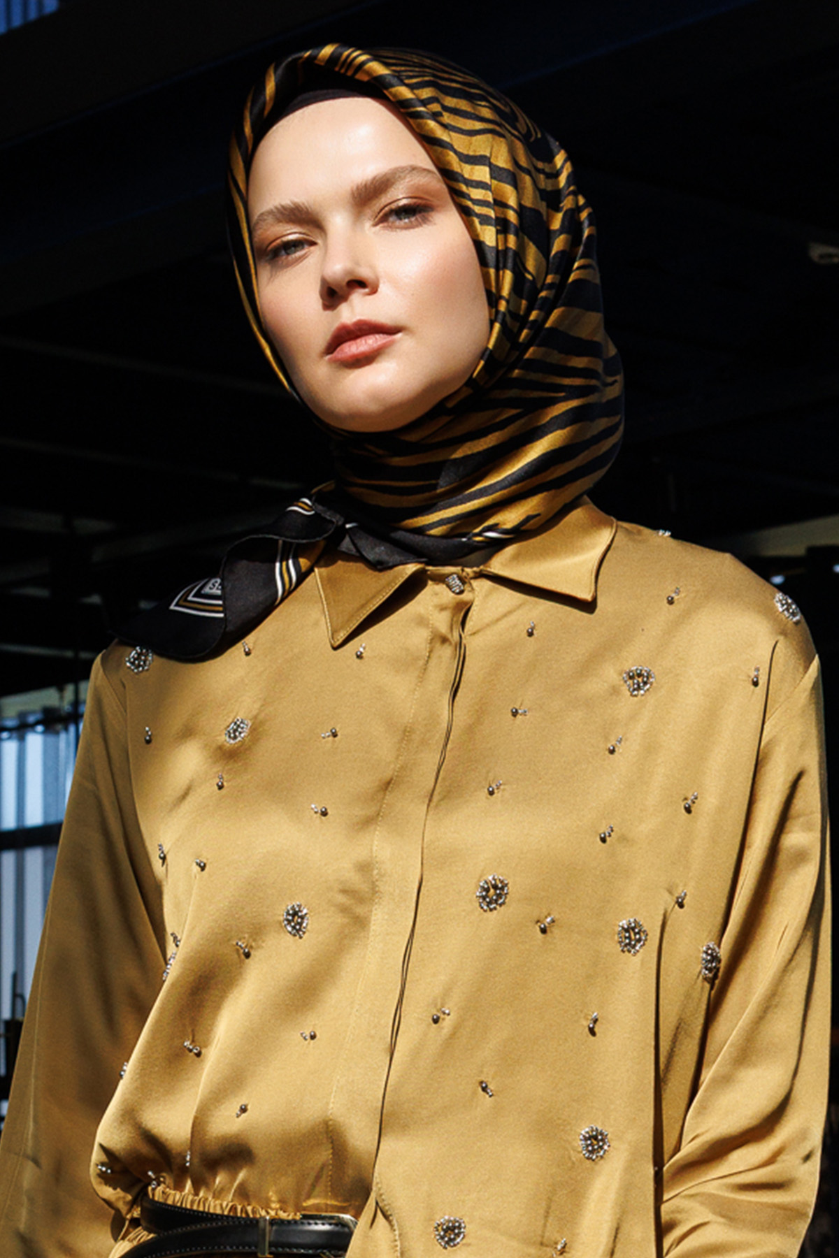 Zebra Desenli Sura İpek Eşarp, Tesettür Giyim