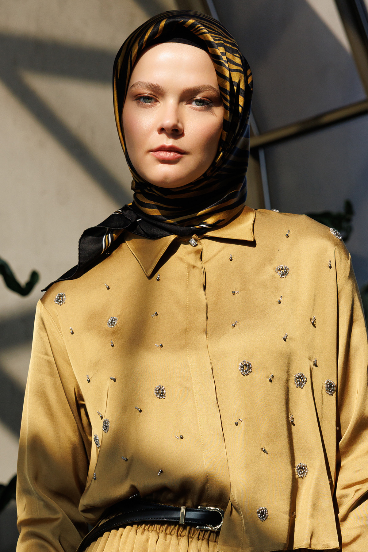 Zebra Desenli Sura İpek Eşarp, Tesettür Giyim