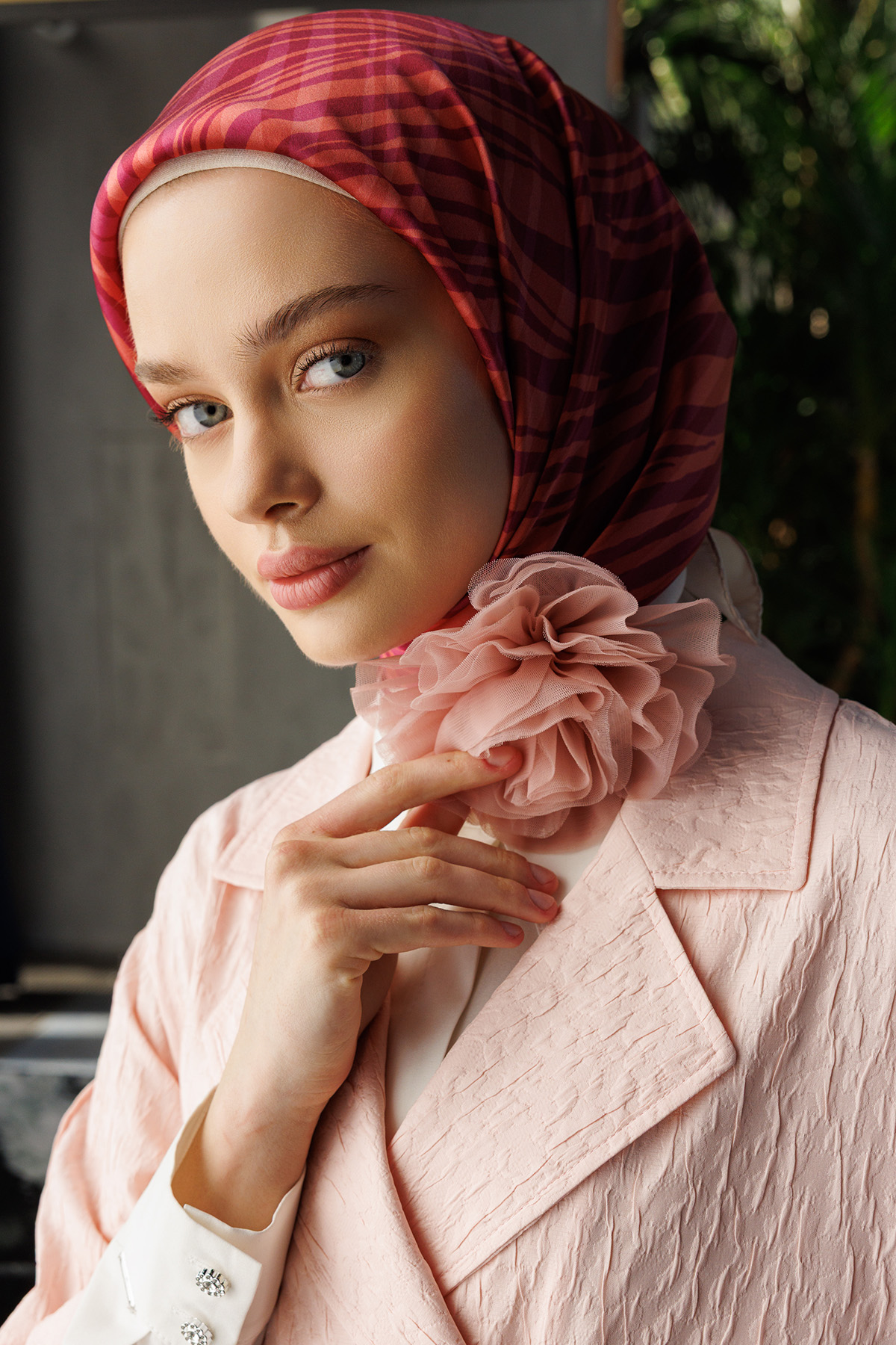 Zebra Desenli Sura İpek Eşarp, Tesettür Giyim