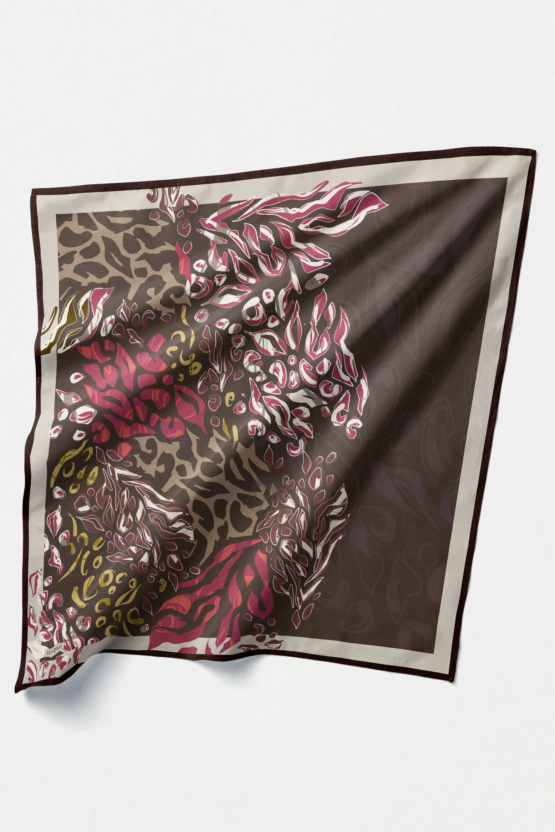 Leopar Desenli Twill İpek Eşarp, Tesettür Giyim