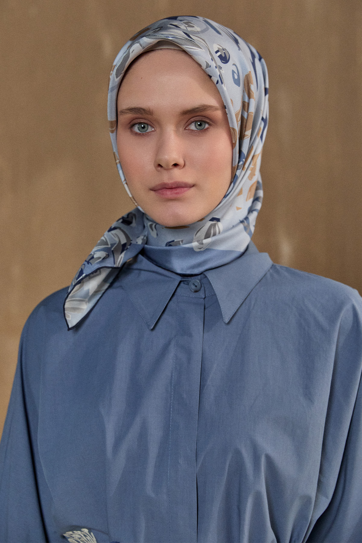 Leopar Desenli Twill İpek Eşarp, Tesettür Giyim