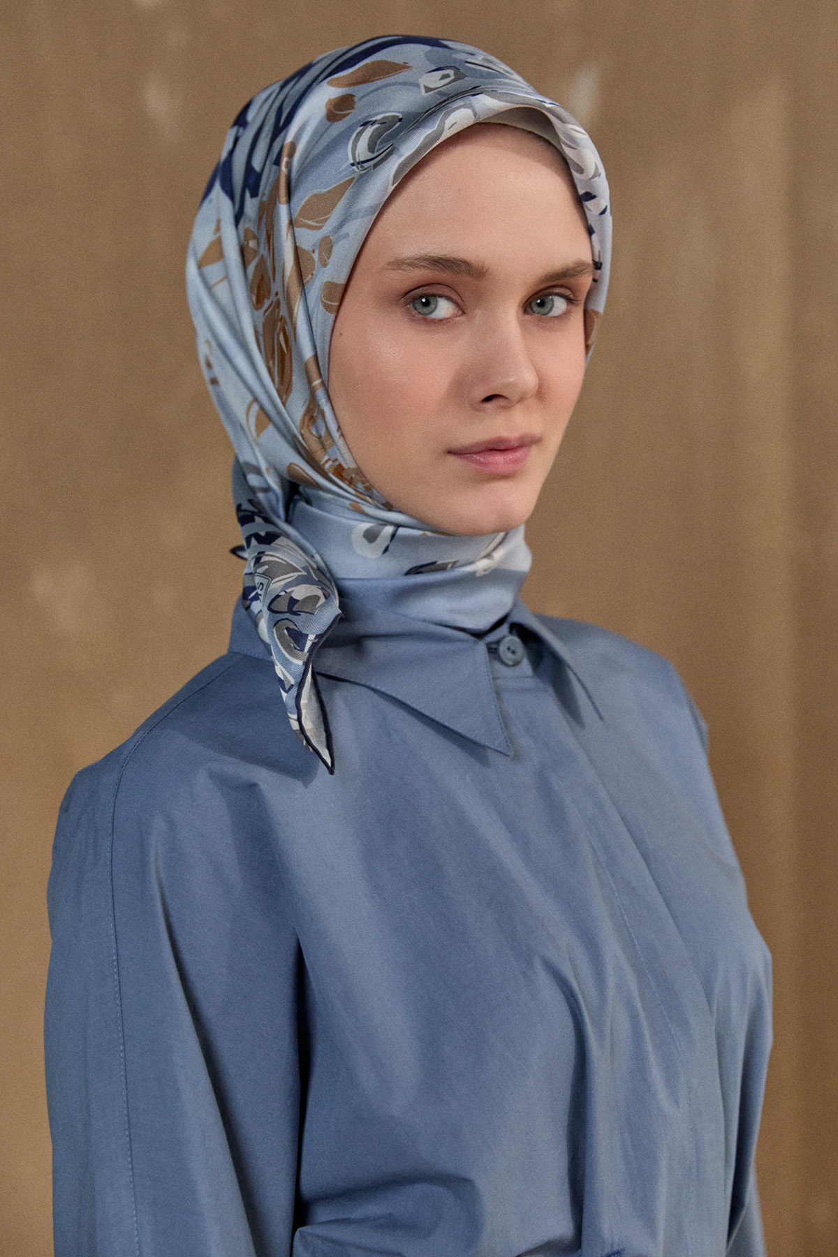 Leopar Desenli Twill İpek Eşarp, Tesettür Giyim