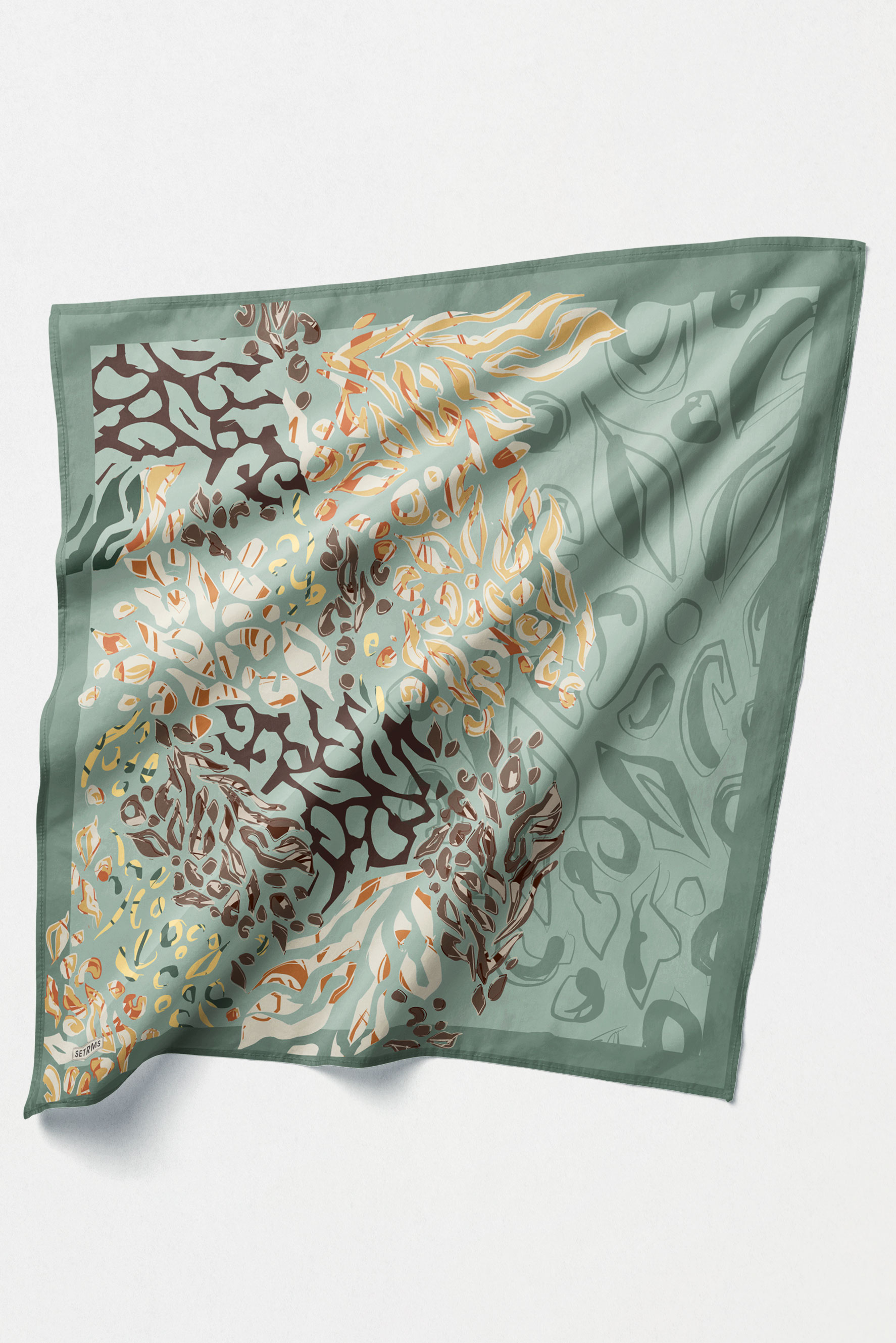 Leopar Desenli Twill İpek Eşarp, Tesettür Giyim