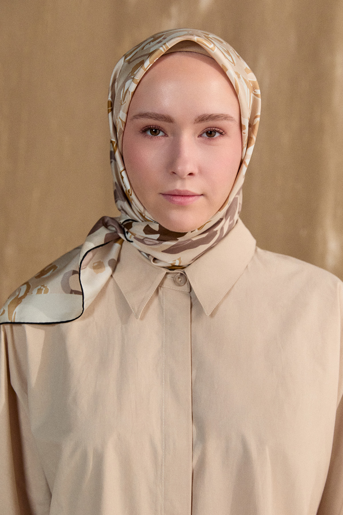 Leopar Desenli Twill İpek Eşarp, Tesettür Giyim