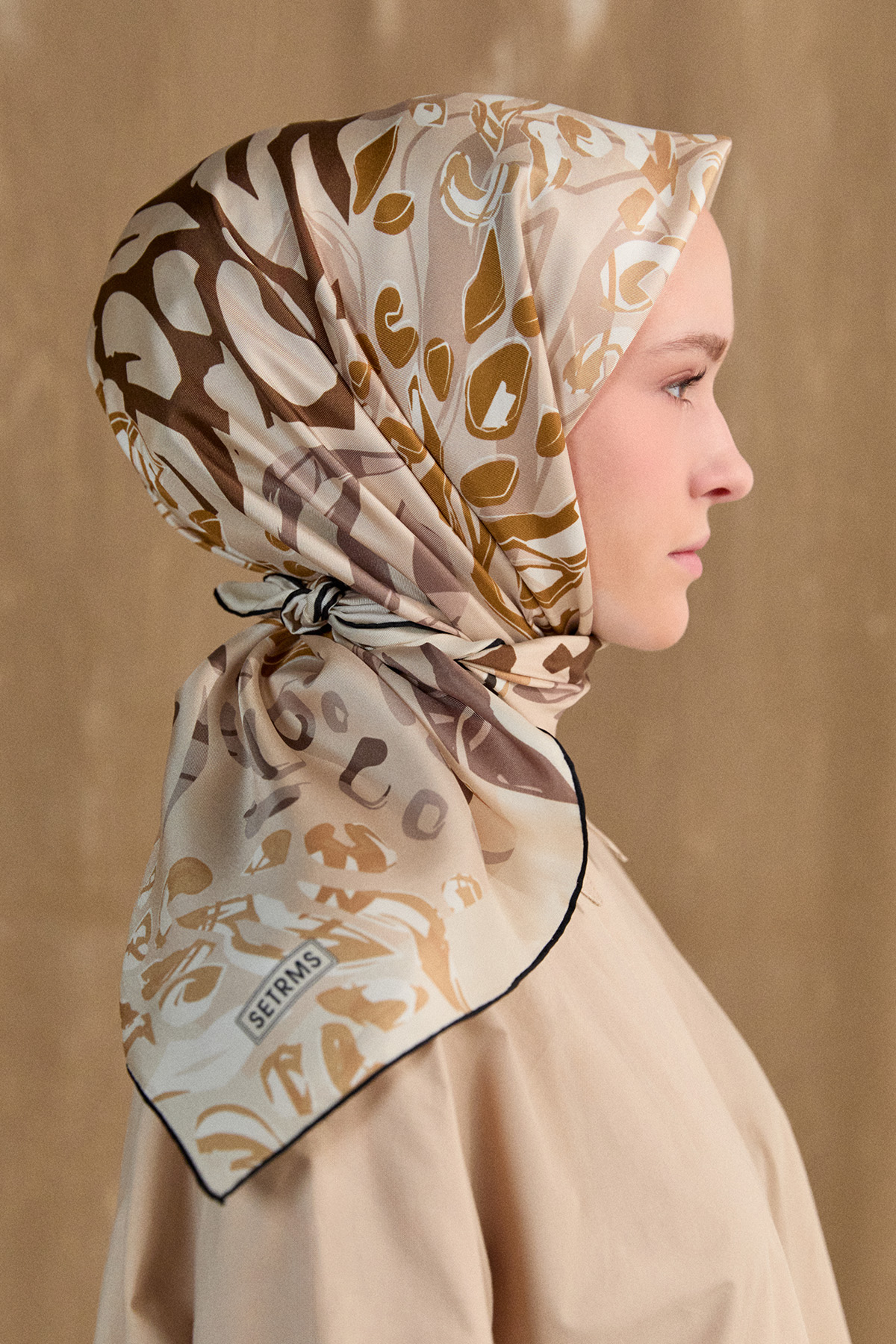 Leopar Desenli Twill İpek Eşarp, Tesettür Giyim