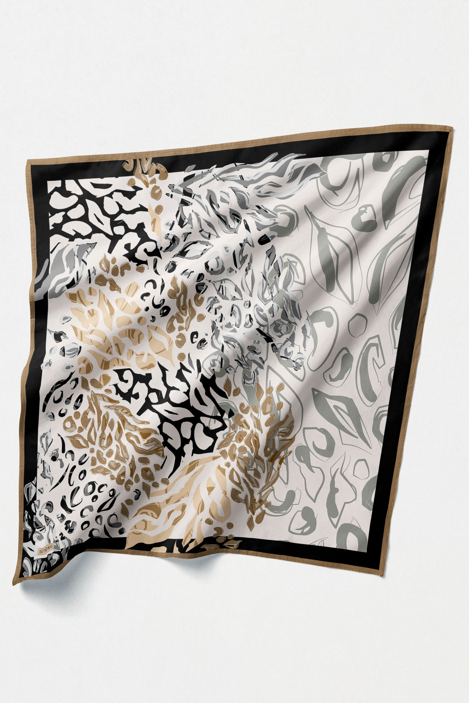 Leopar Desenli Twill İpek Eşarp, Tesettür Giyim