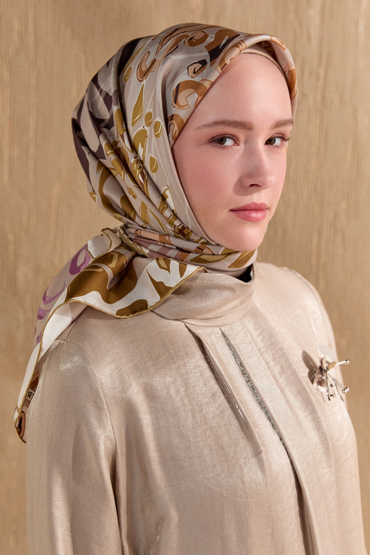 Leopar Desenli Twill İpek Eşarp, Tesettür Giyim