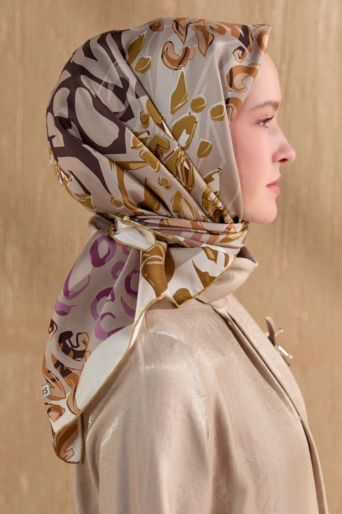 Leopar Desenli Twill İpek Eşarp, Tesettür Giyim