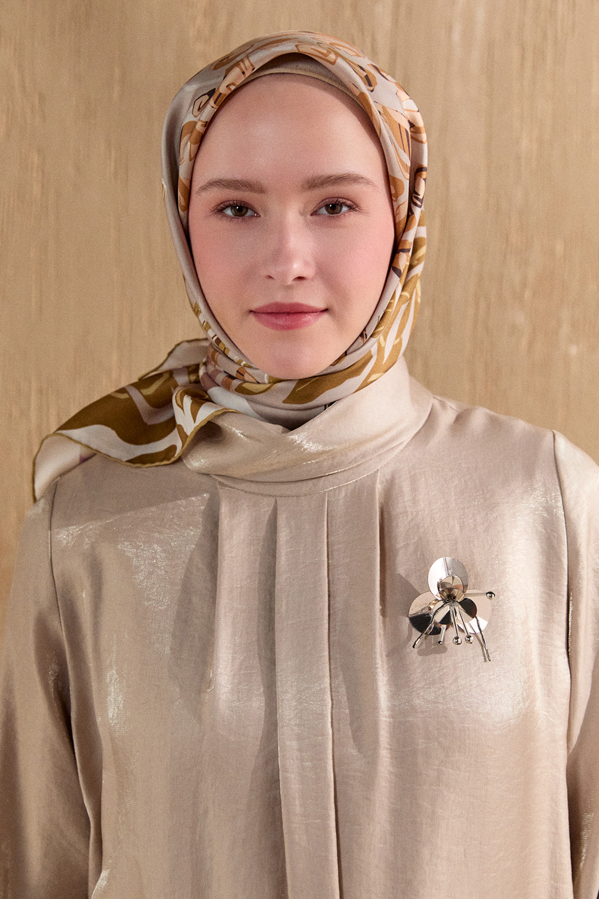 Leopar Desenli Twill İpek Eşarp, Tesettür Giyim