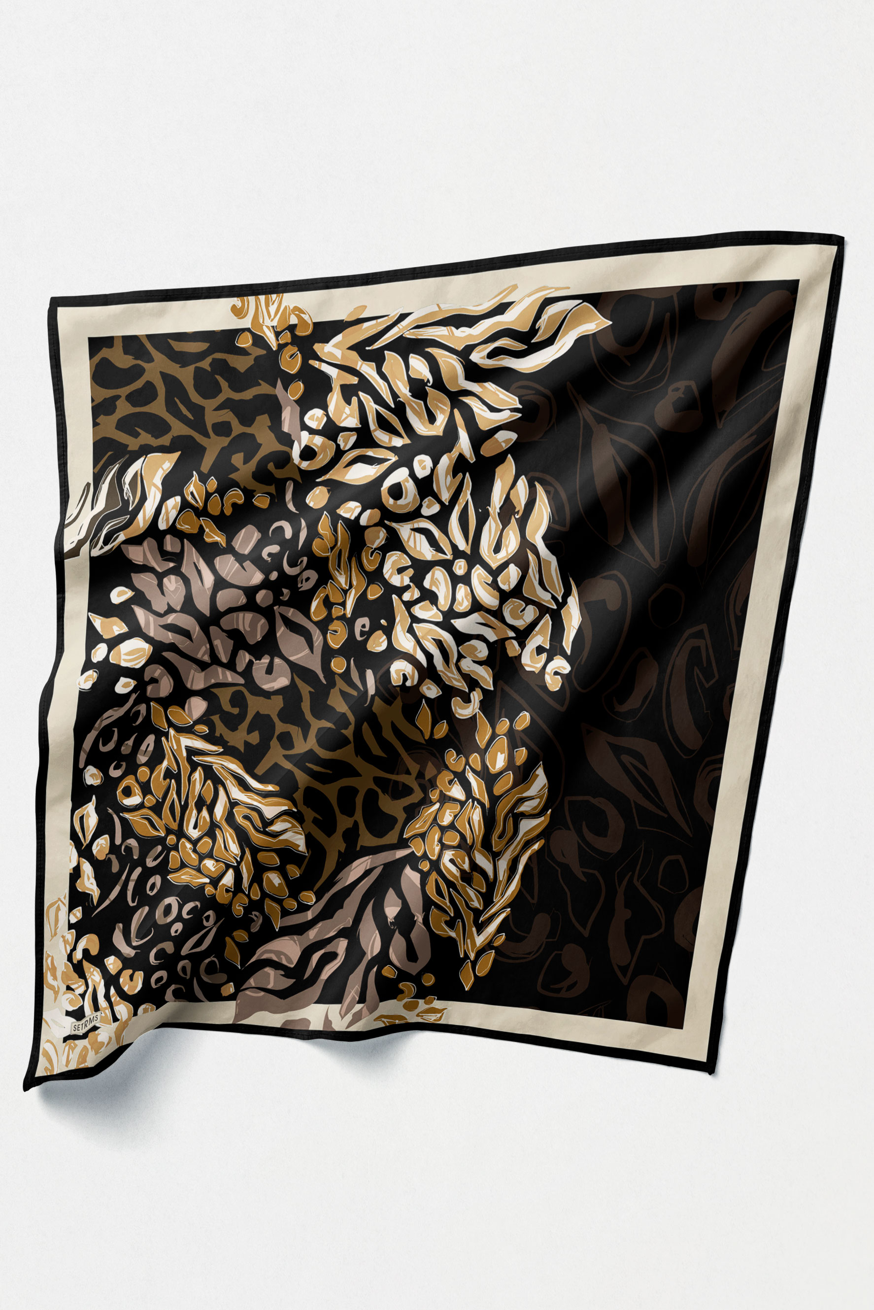 Leopar Desenli Twill İpek Eşarp, Tesettür Giyim