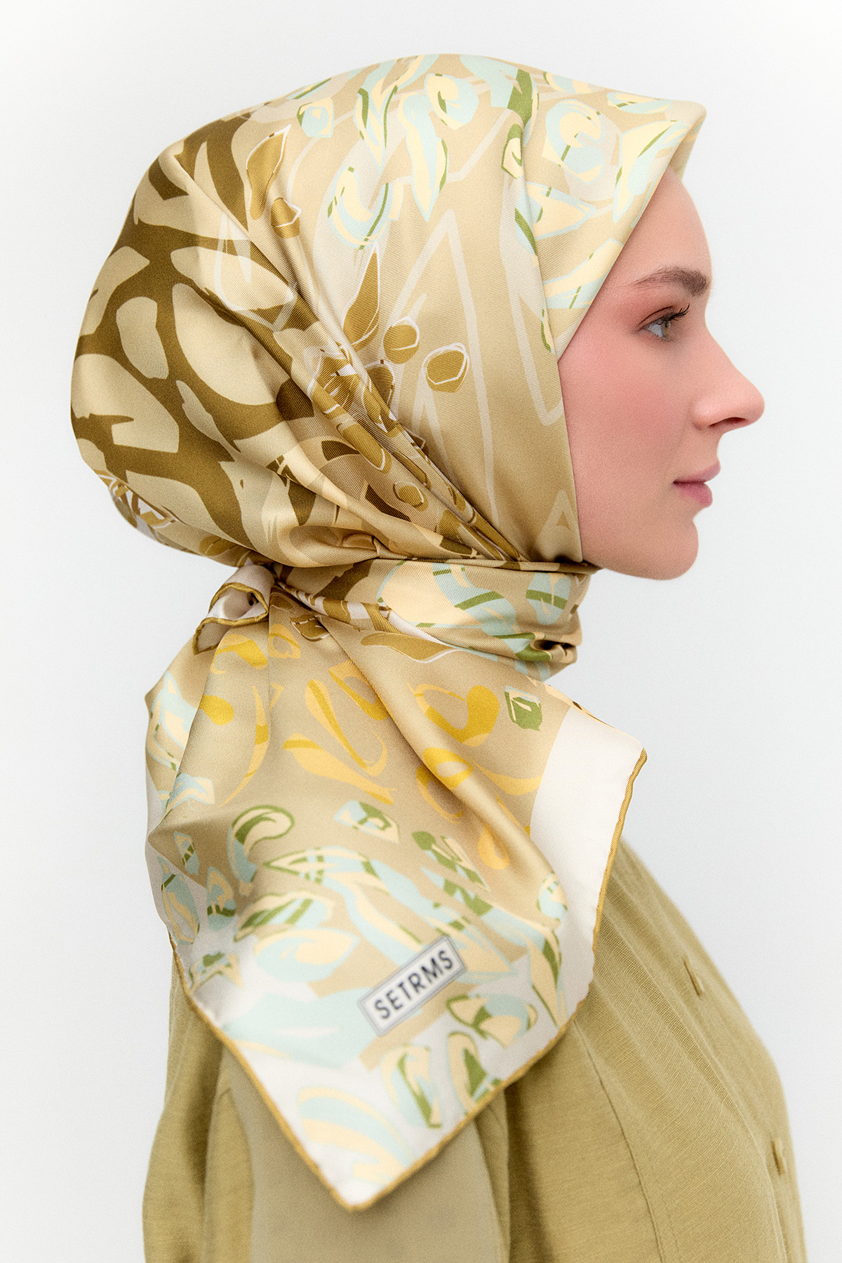 Leopar Desenli Twill İpek Eşarp, Tesettür Giyim
