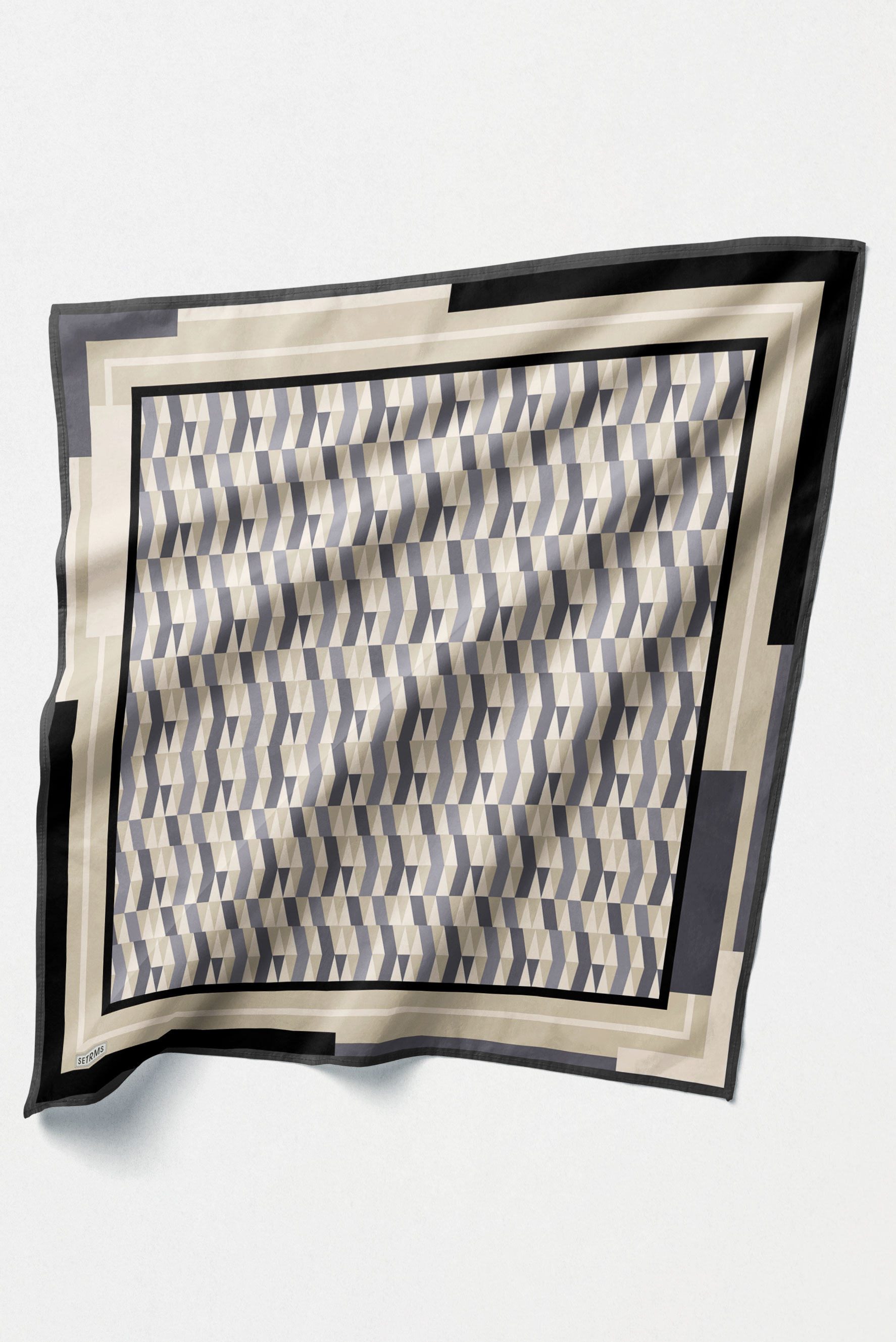 Geometrik Desenli Twill İpek Eşarp, Tesettür Giyim