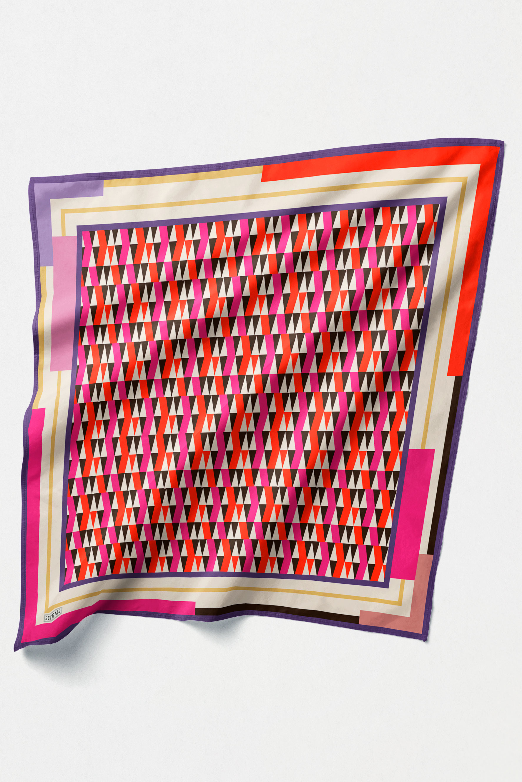 Geometrik Desenli Twill İpek Eşarp, Tesettür Giyim