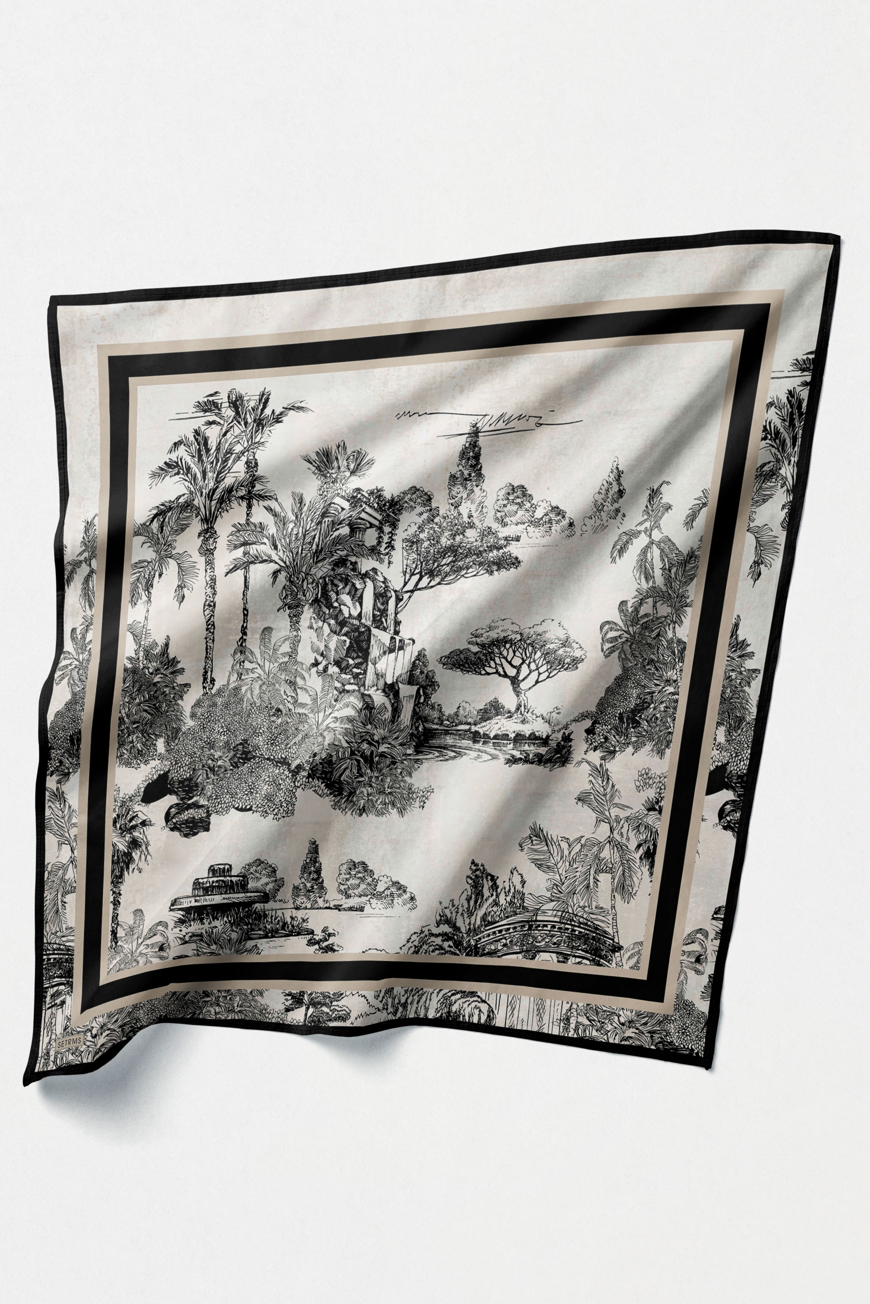 Doğa Desenli Twill İpek Eşarp, Tesettür Giyim