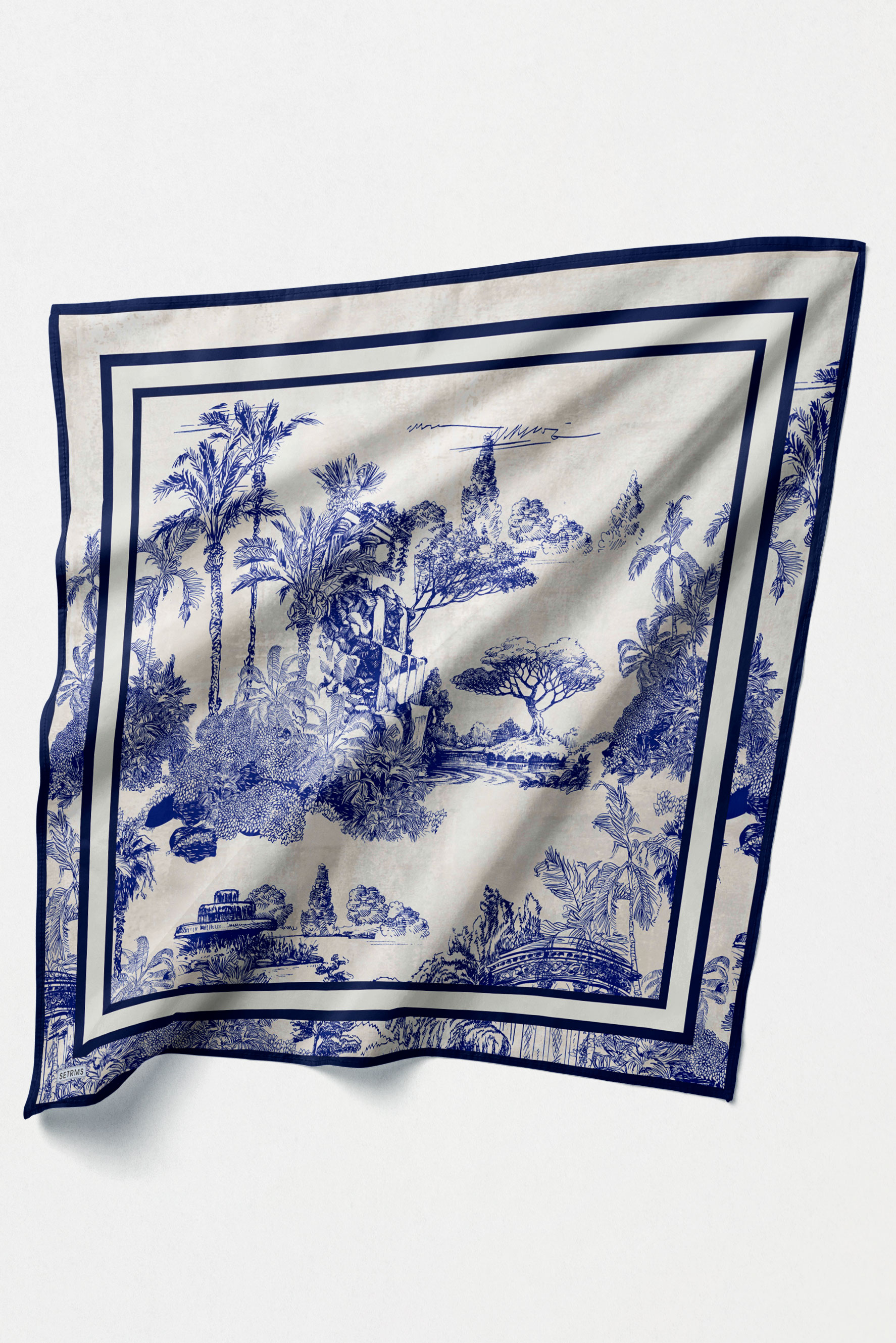 Doğa Desenli Twill İpek Eşarp, Tesettür Giyim