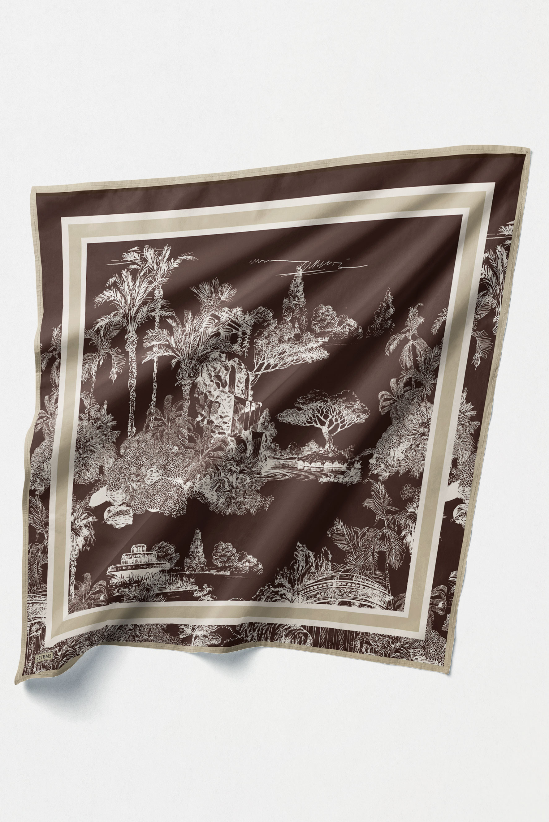 Doğa Desenli Twill İpek Eşarp, Tesettür Giyim