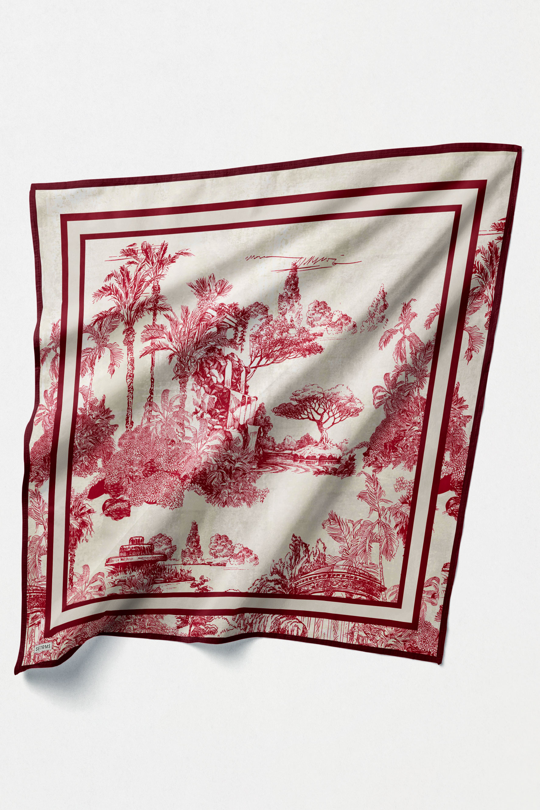 Doğa Desenli Twill İpek Eşarp, Tesettür Giyim