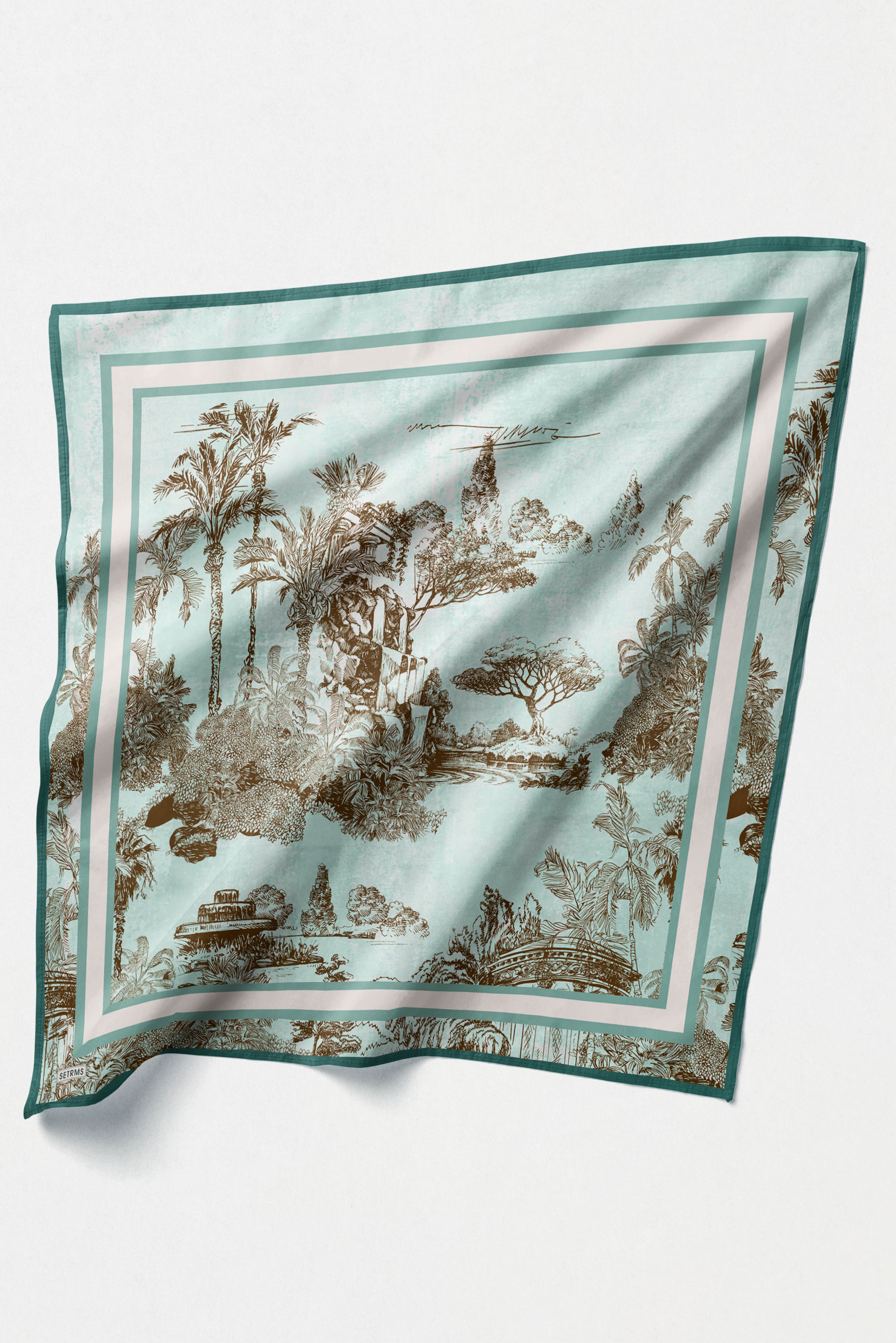 Doğa Desenli Twill İpek Eşarp, Tesettür Giyim