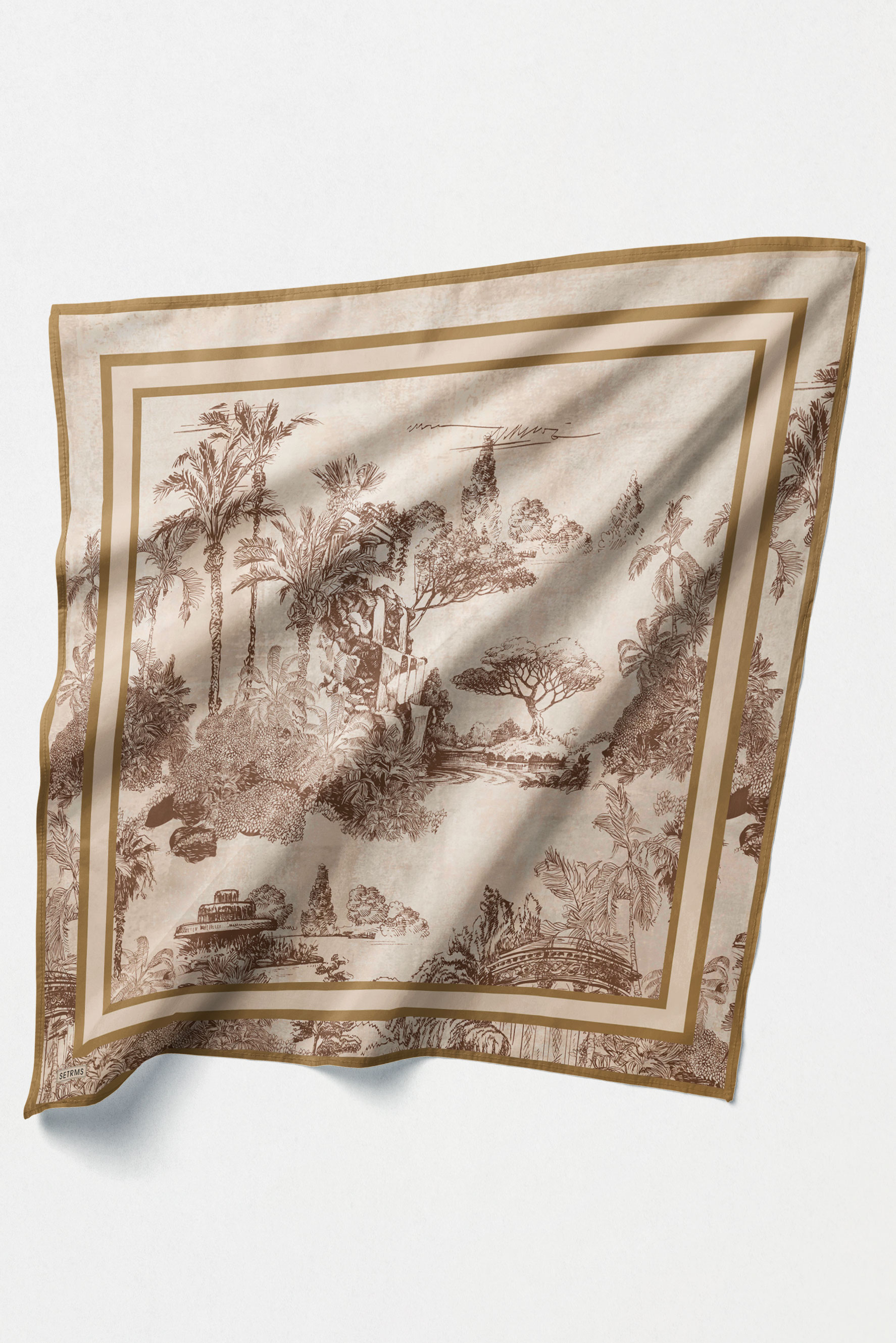 Doğa Desenli Twill İpek Eşarp, Tesettür Giyim