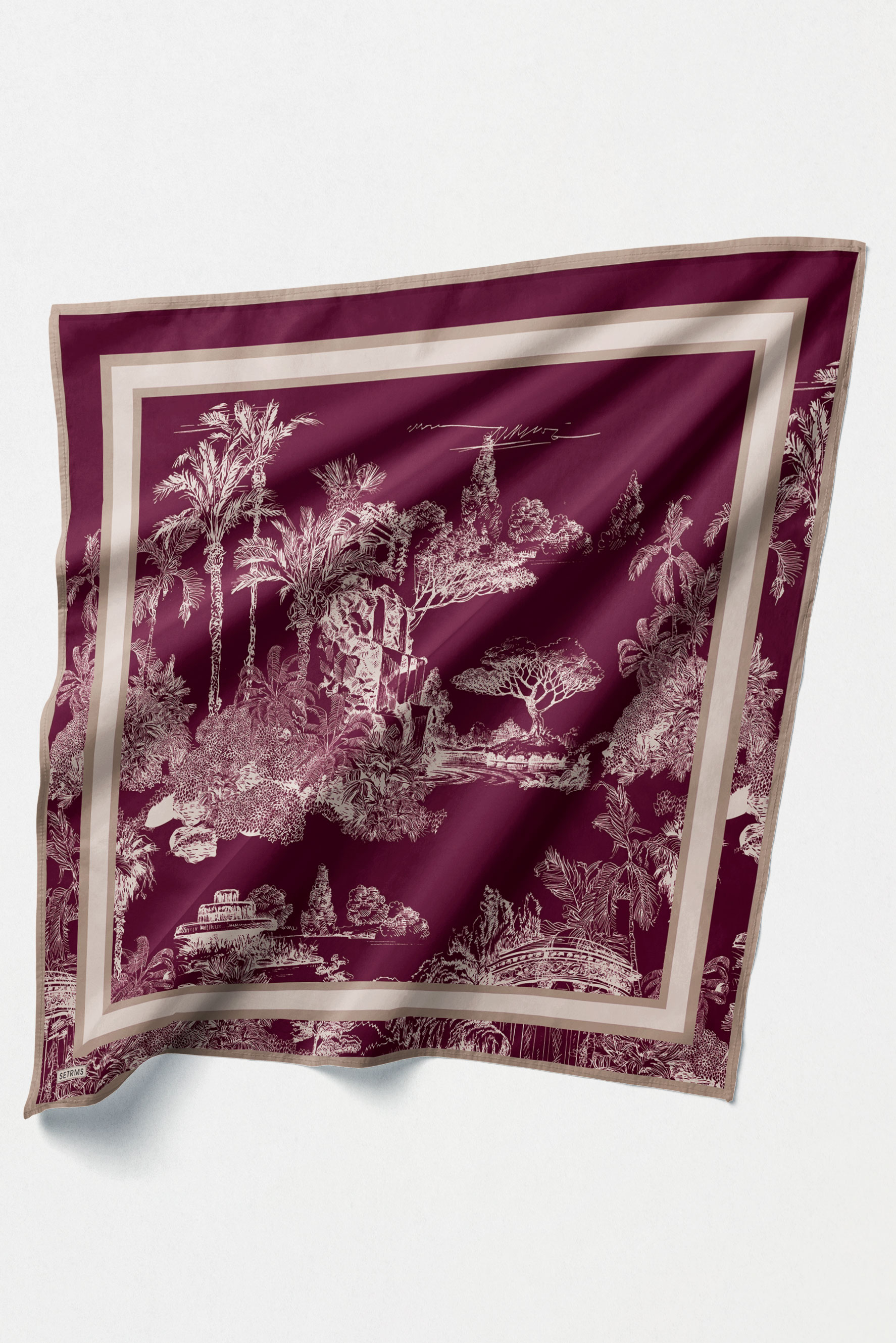 Doğa Desenli Twill İpek Eşarp, Tesettür Giyim