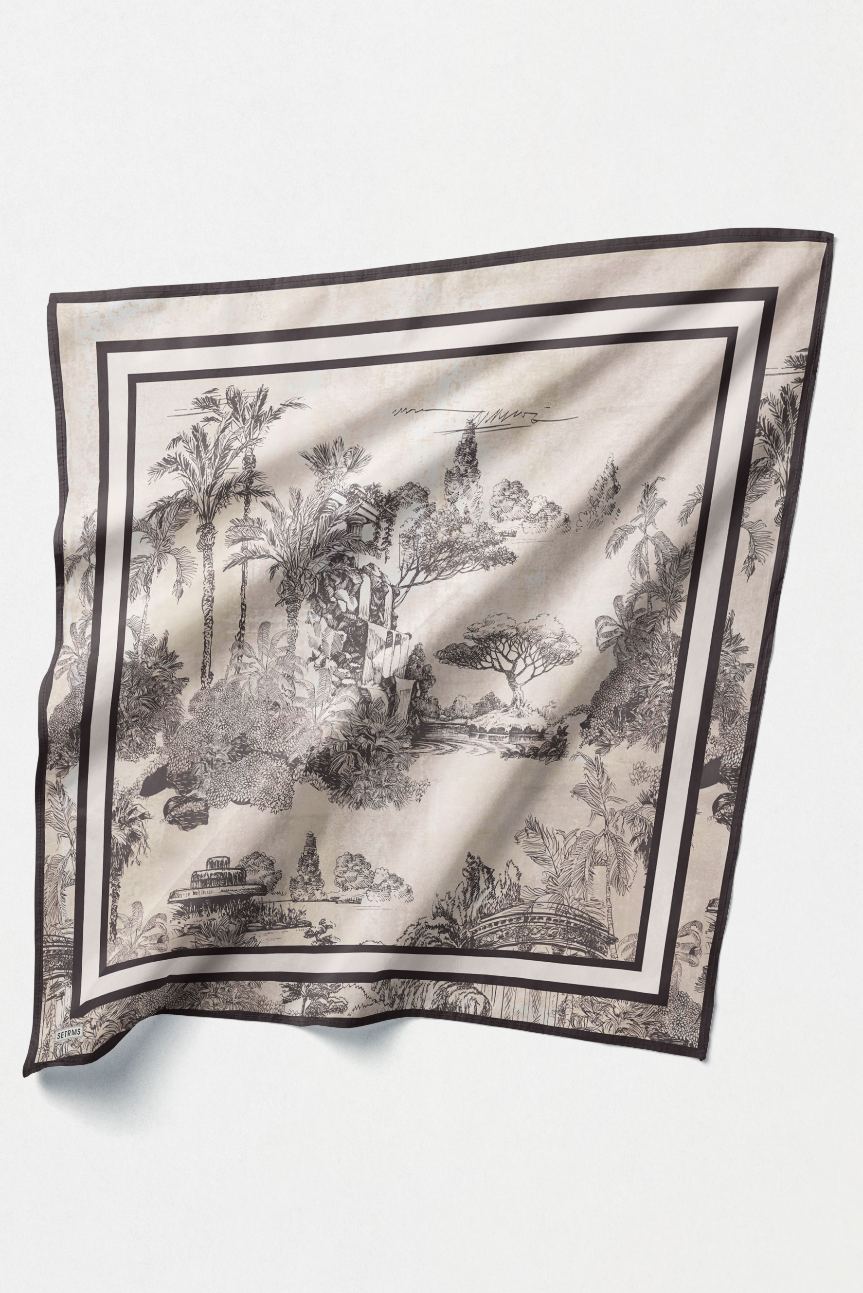 Doğa Desenli Twill İpek Eşarp, Tesettür Giyim