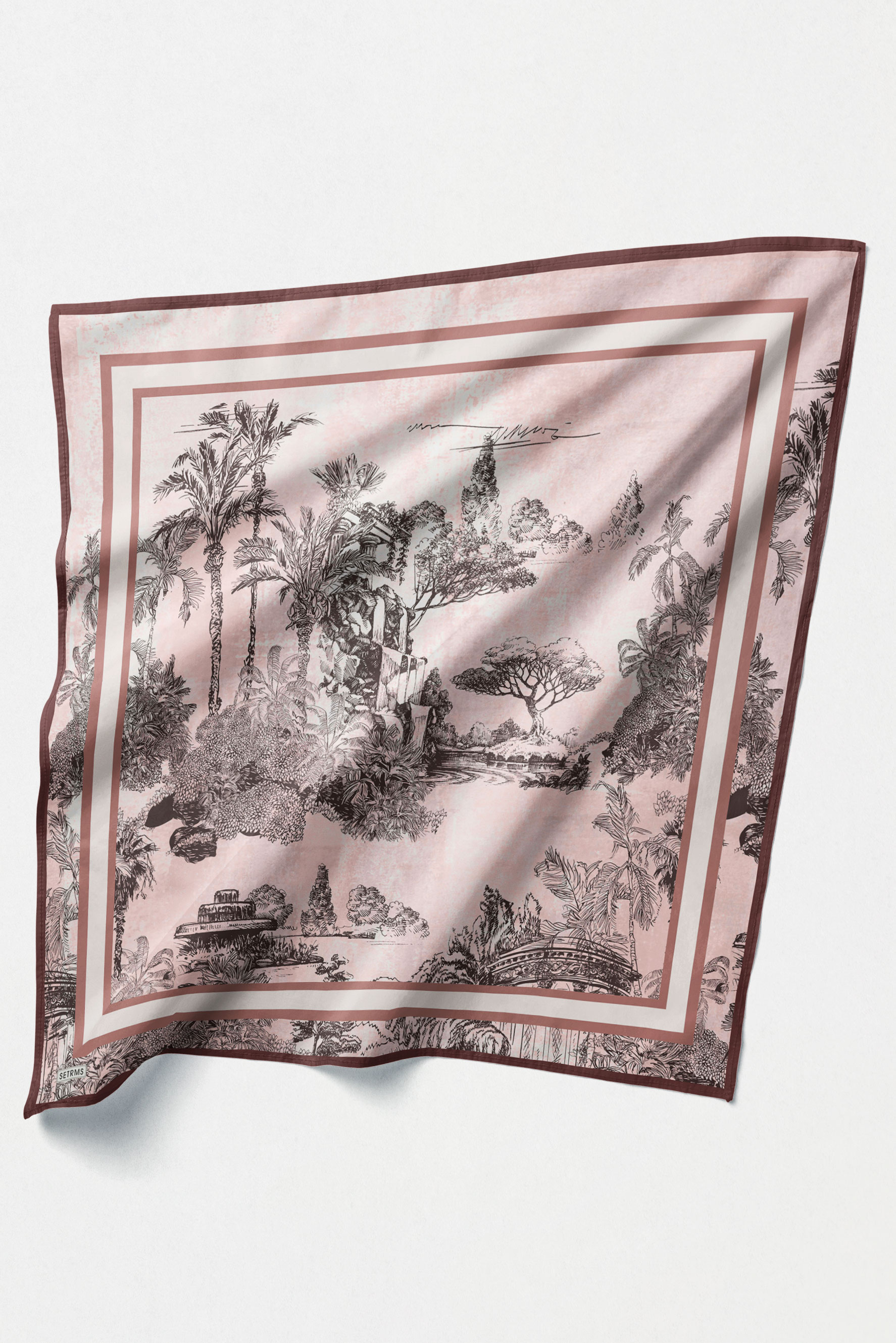 Doğa Desenli Twill İpek Eşarp, Tesettür Giyim