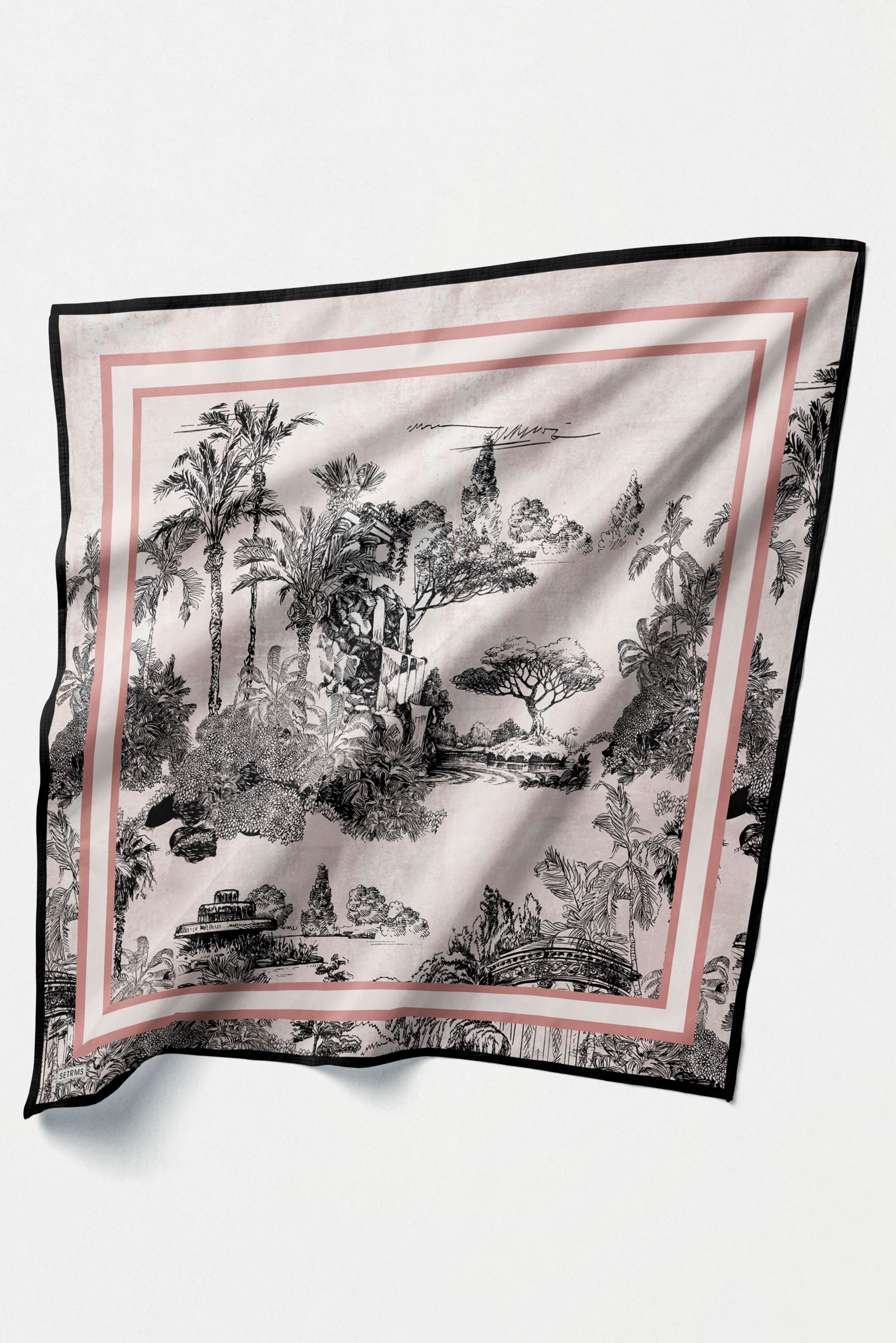 Doğa Desenli Twill İpek Eşarp, Tesettür Giyim